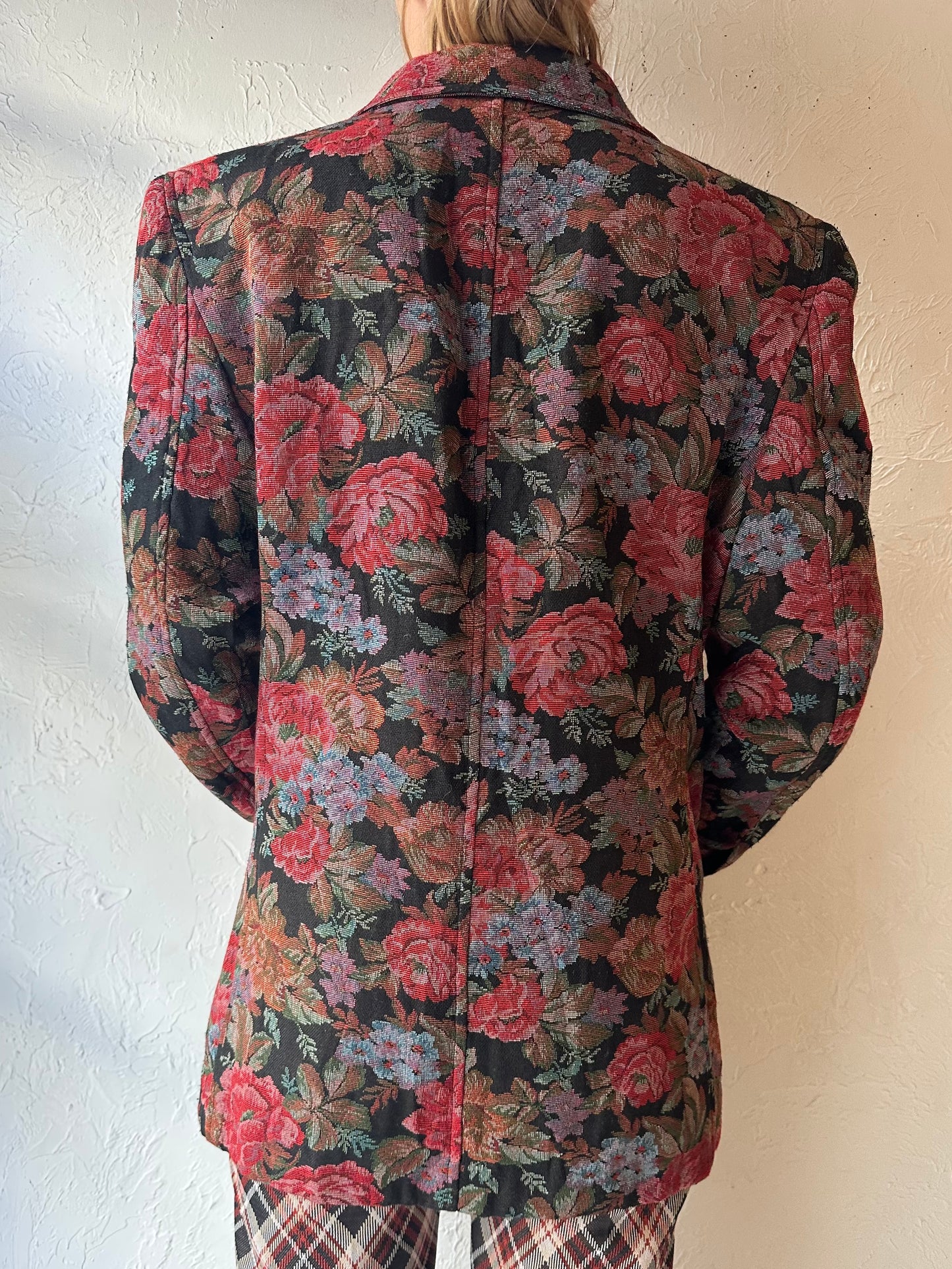 90s 'Liz Wear' Floral Blazer Jacket / Large