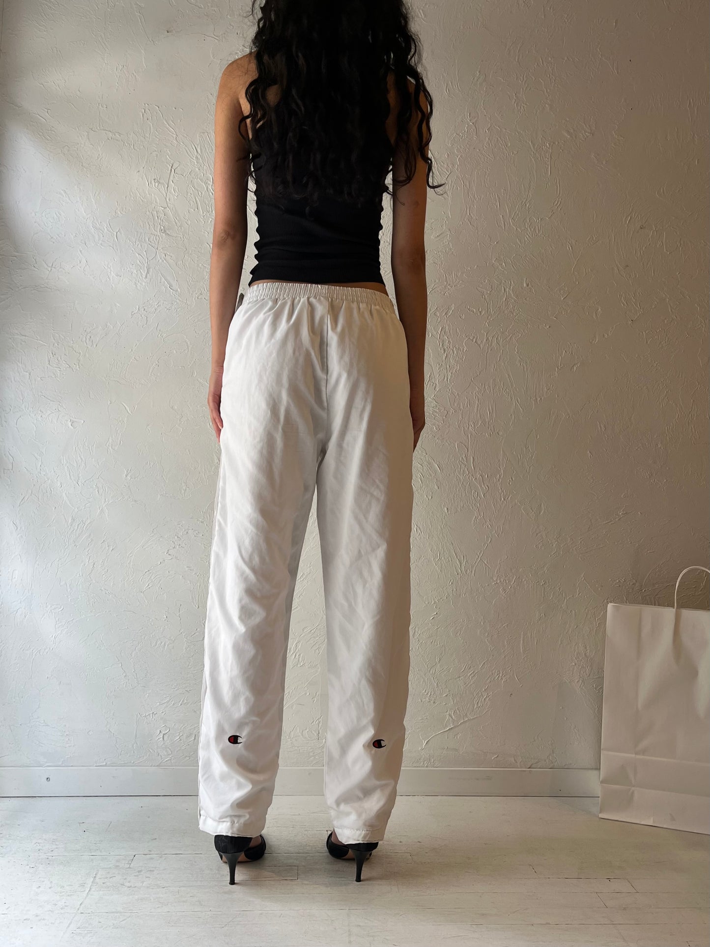 90s ‘Champion Grizzlies’ White Tear Away Track Pants / Small