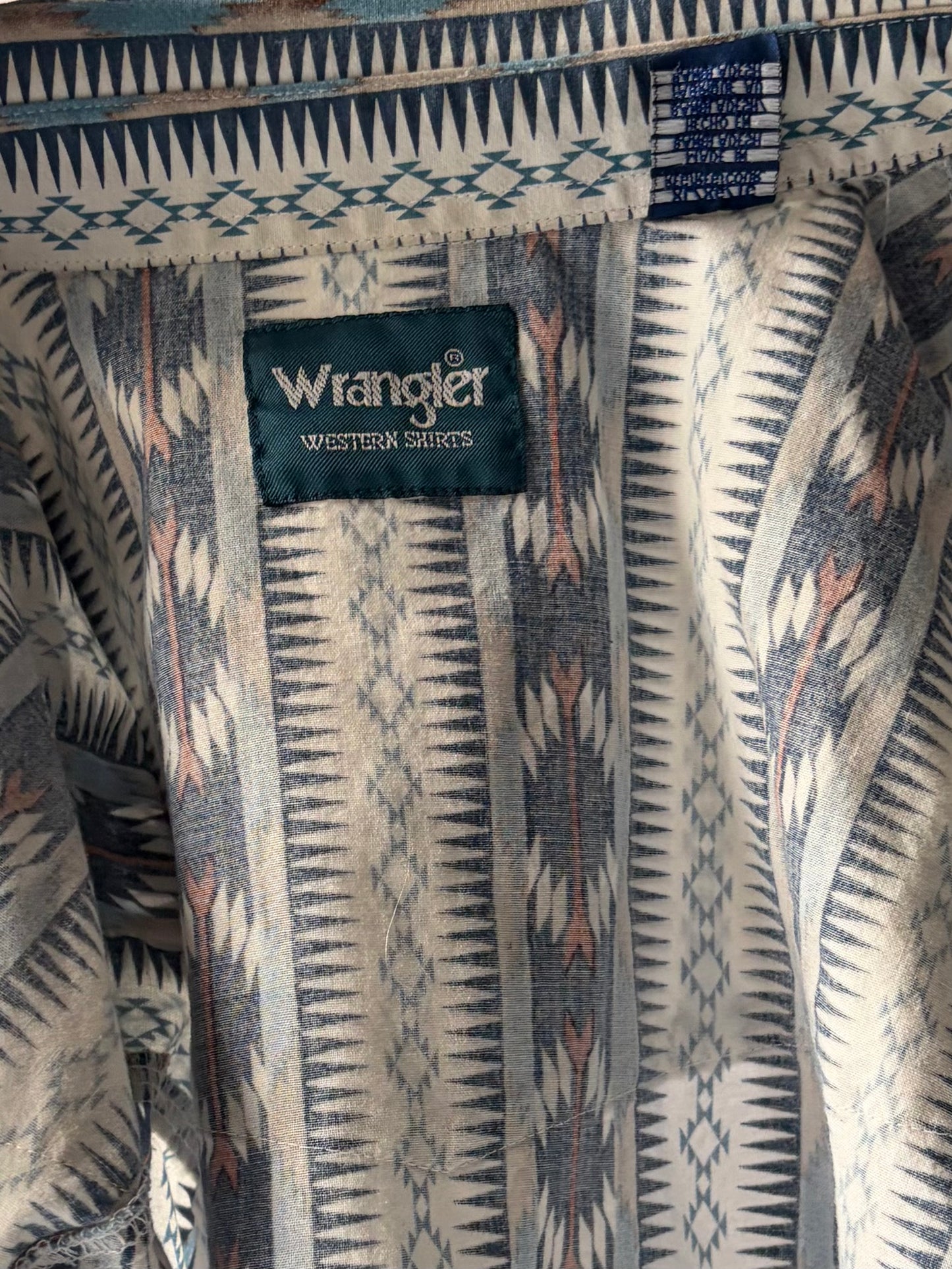 Vintage 'Wrangler' Cotton Pearl Snap Western Shirt / XL