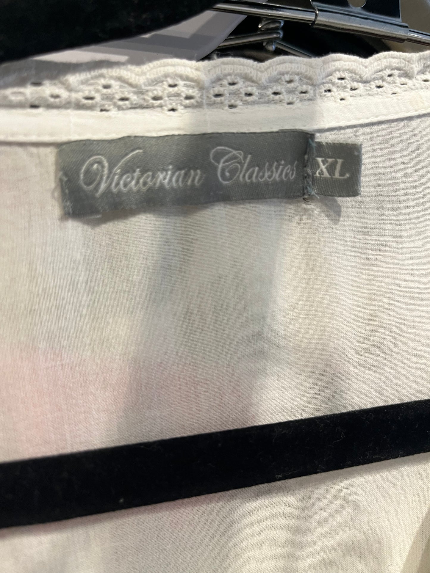 90s ‘Victorian Classics’ White Cotton Shirt Dress / XL