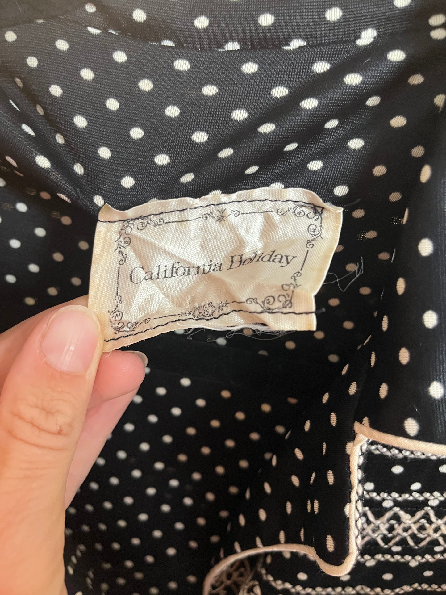 Vintage Black Polka Dot Retro Jumpsuit / Small