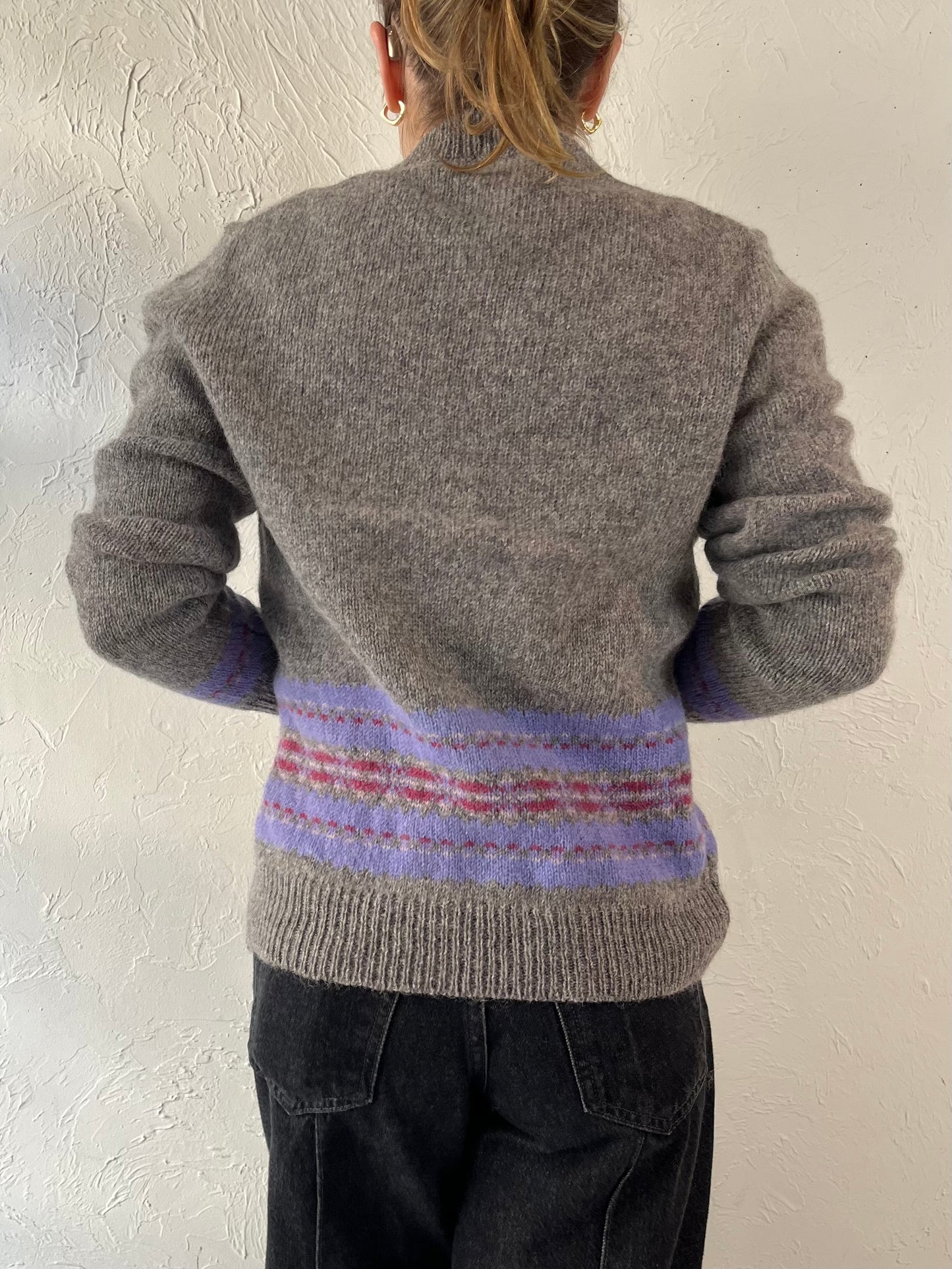 90s 'Maggie' Gray Wool Cardigan Sweater / Medium