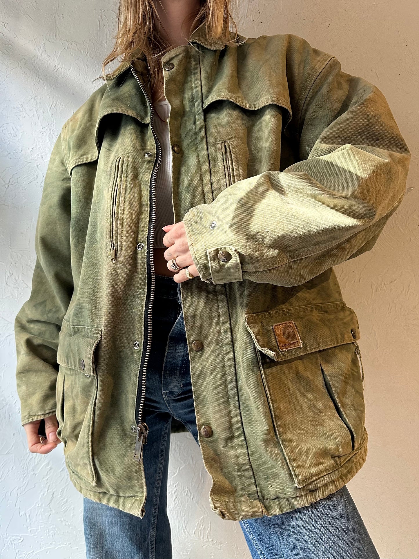 Vintage 'Carhartt' Green Work Wear Jacket / Union Made / Medium