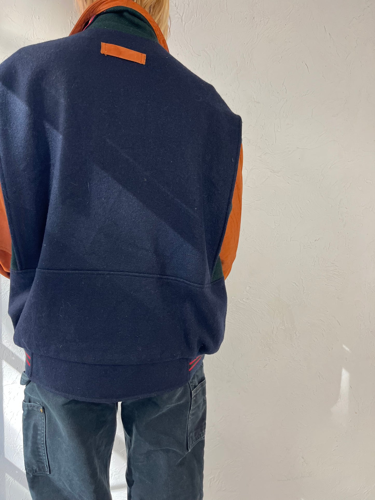 90s Wool Nylon Suede Bomber Jacket / Medium
