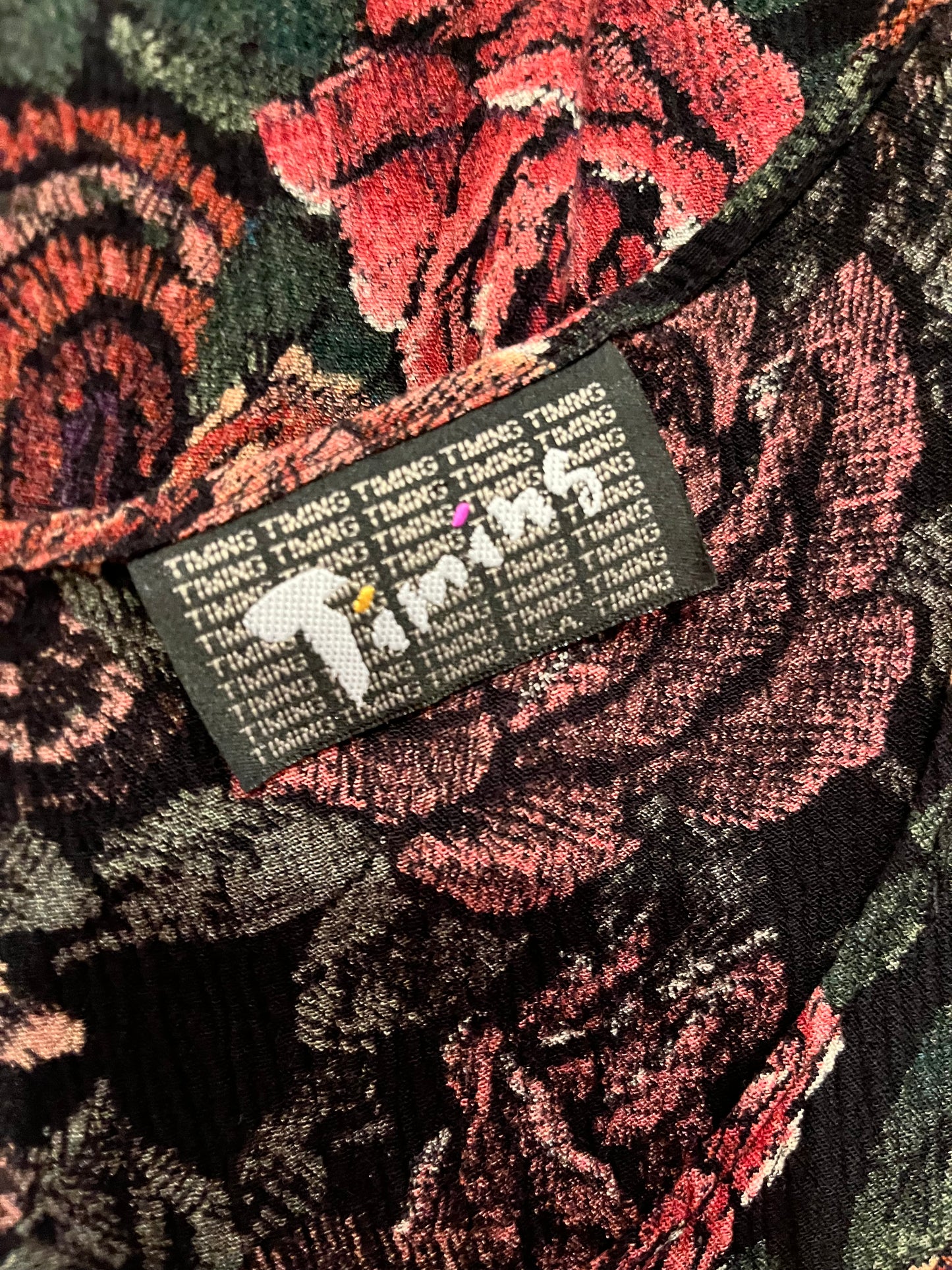 90s 'Timins' Floral Print Rayon Dress / Medium