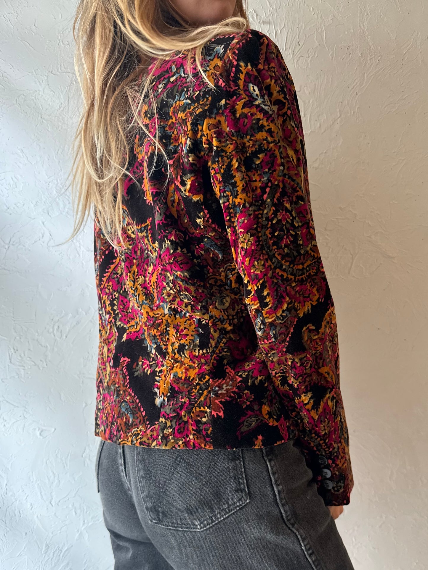90s ‘Liz Claiborne’ Velvet Floral Blazer Jacket / Medium