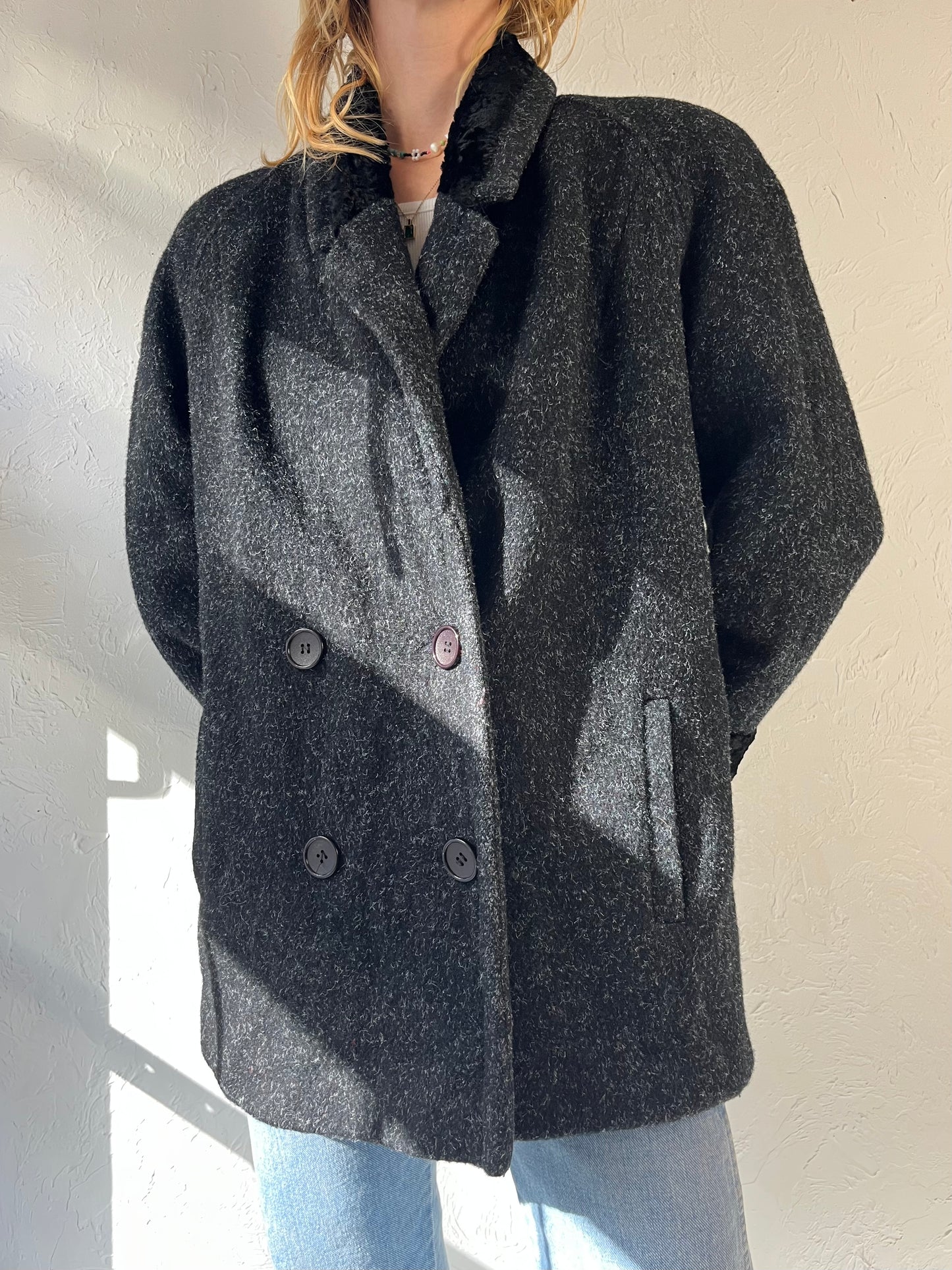 90s 'Sears' Gray Wool Nylon Jacket / Medium