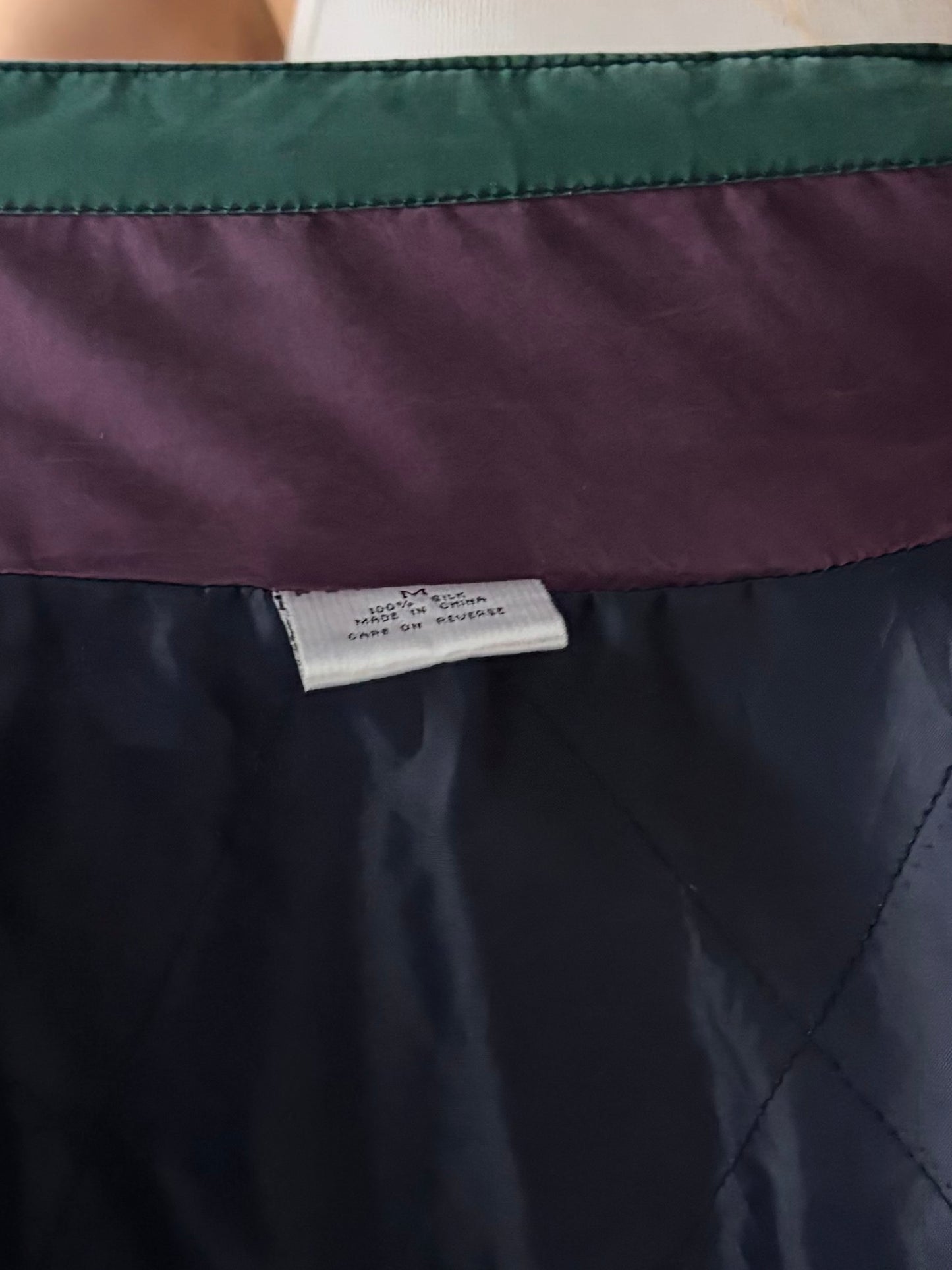 90s 'Partners' Silk Bomber Jacket / Medium