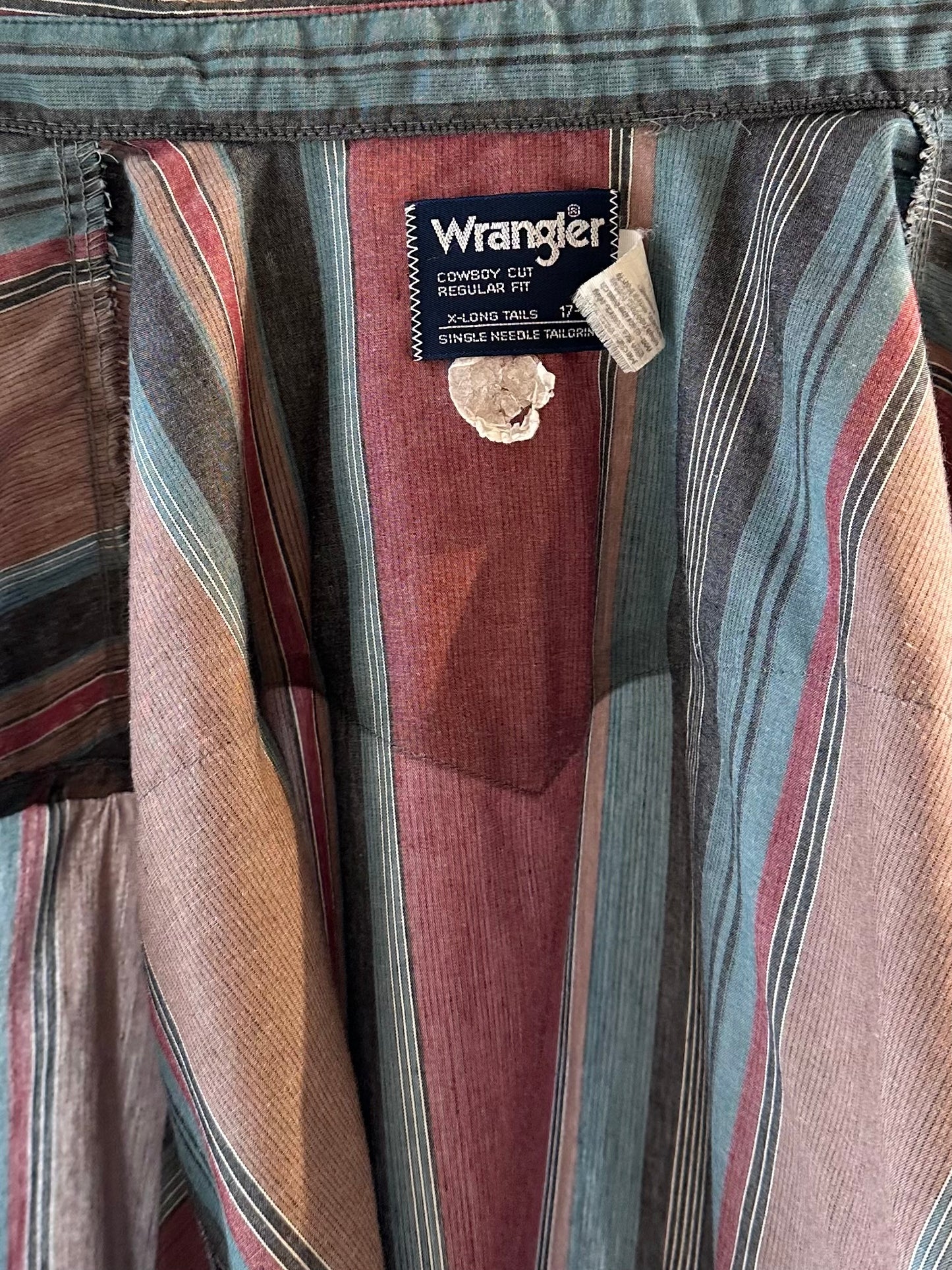 90s ‘Wrangler’ Striped Snap Up Western Shirt / Large