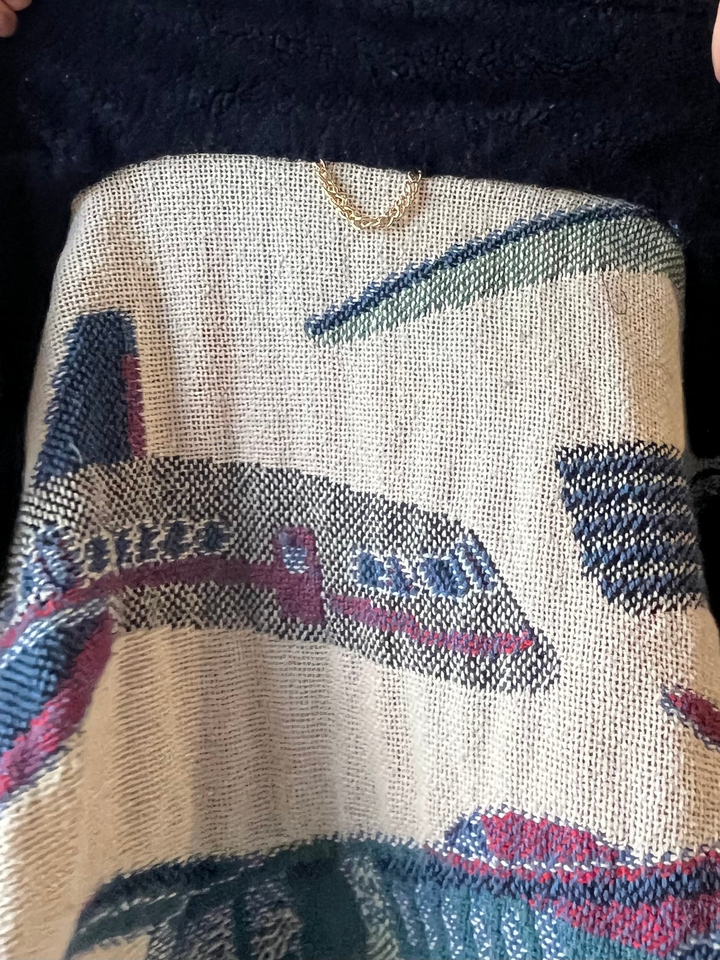 Vintage Aviation Tapestry Blanket Jacket / Medium