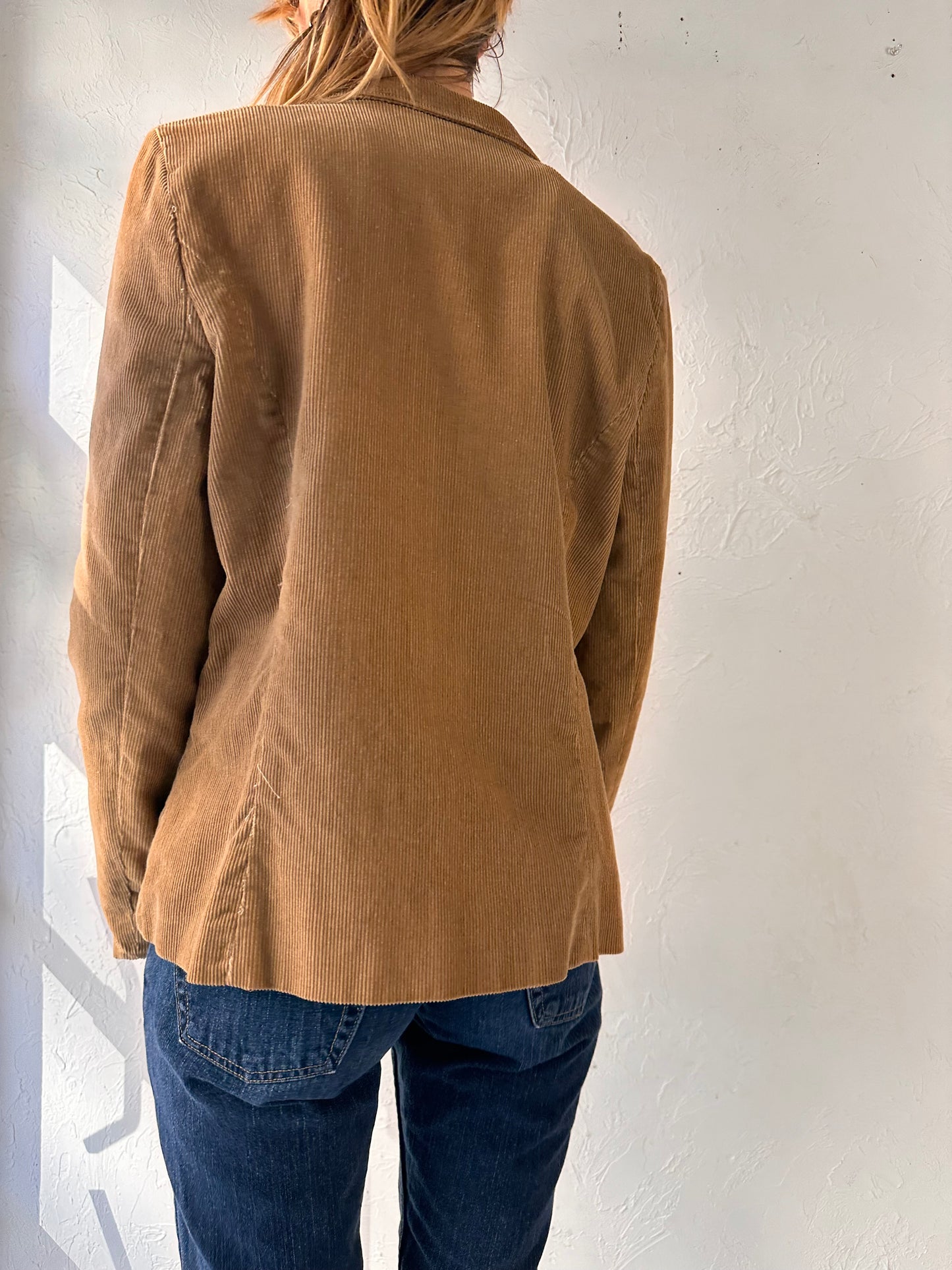 90s Tan Corduroy Blazer Jacket / Large