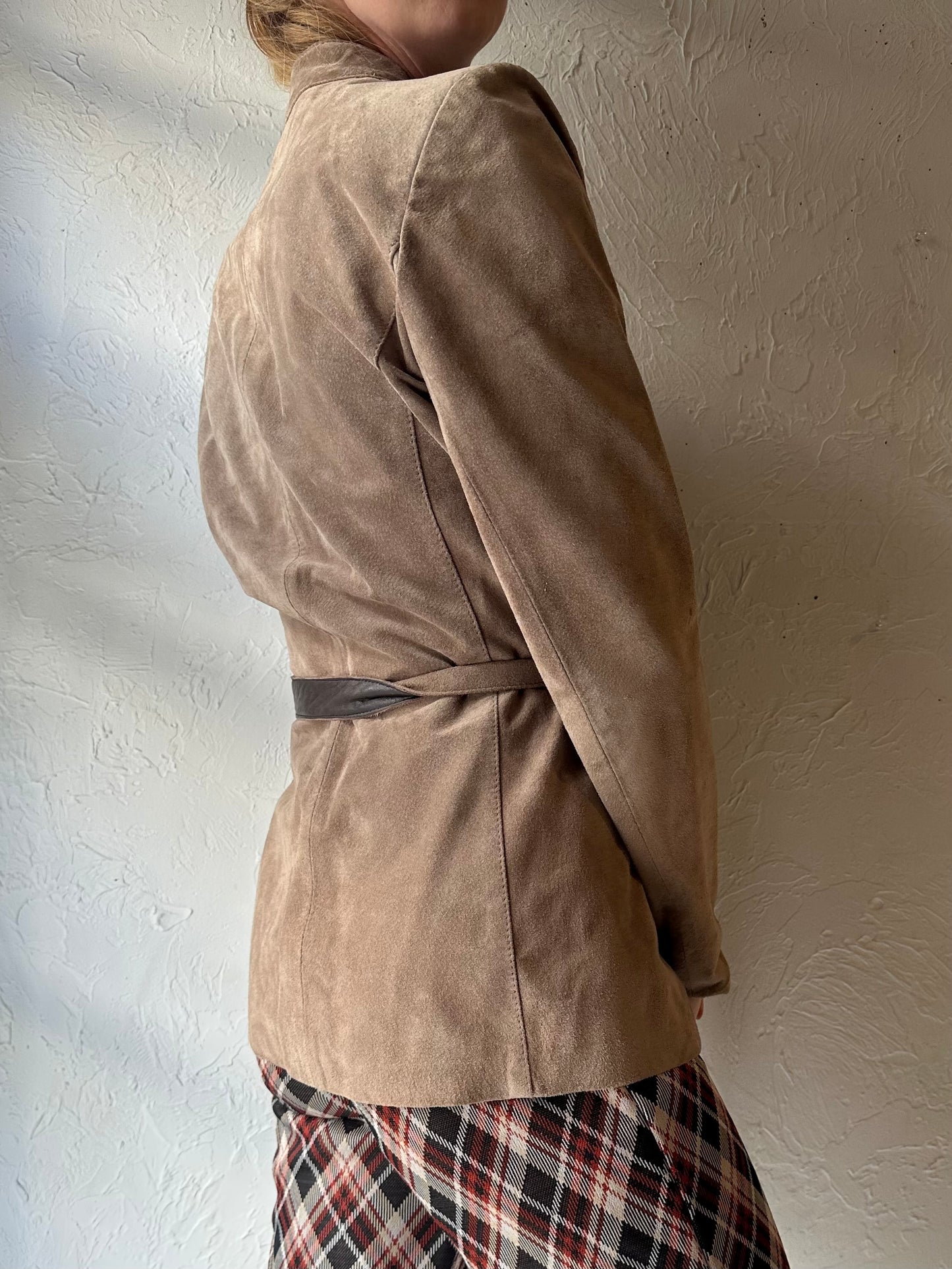 70s 'Sunshine' Beige Suede Leather Jacket / Small