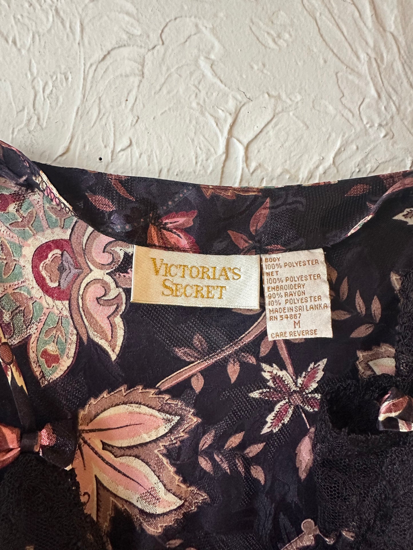 80s ‘Victorias Secret’ Floral Mini Slip Dress / Medium