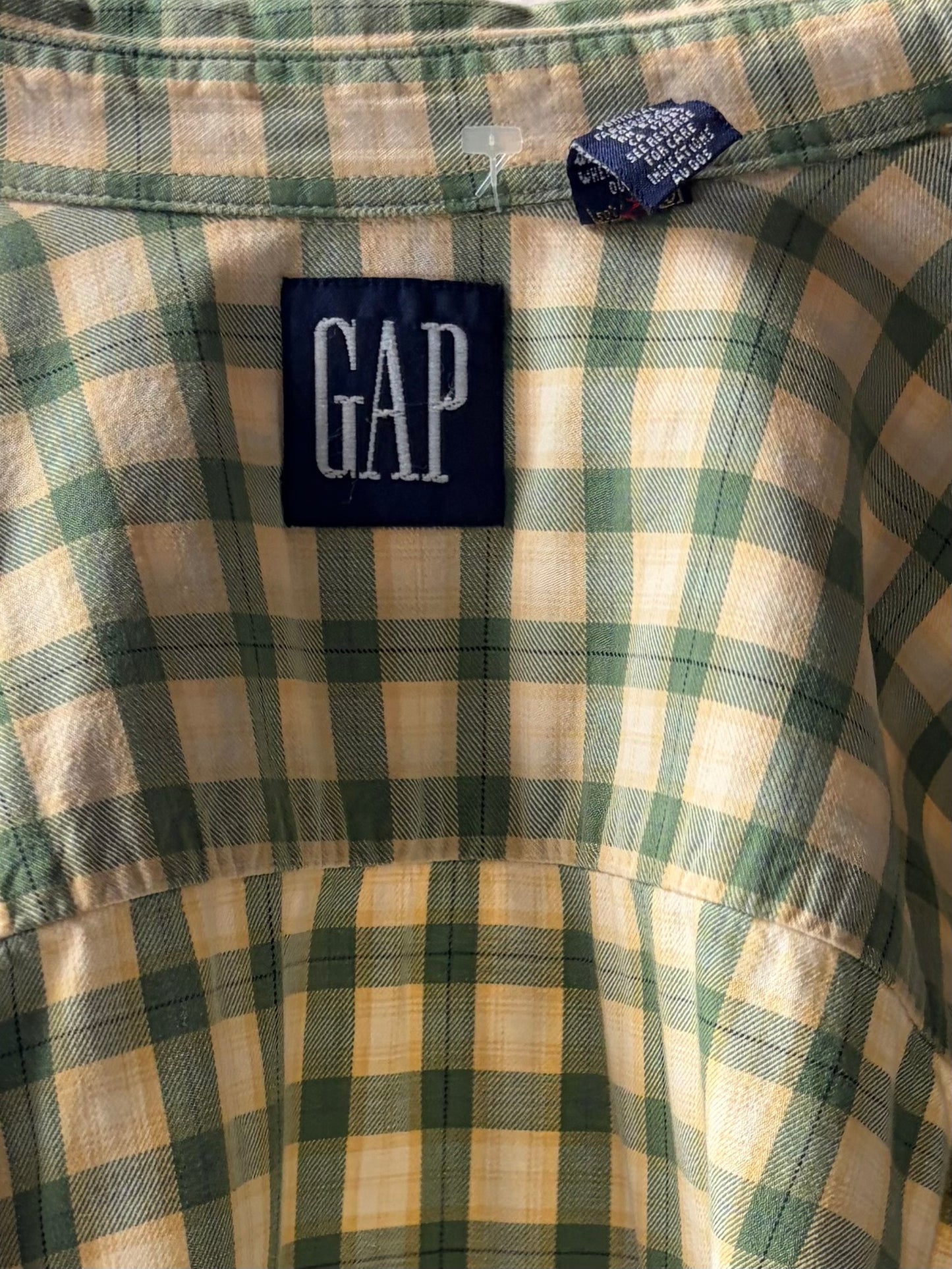 Y2k 'Gap' Green Plaid Preppy Normcore Academia Button Up Shirt / Large