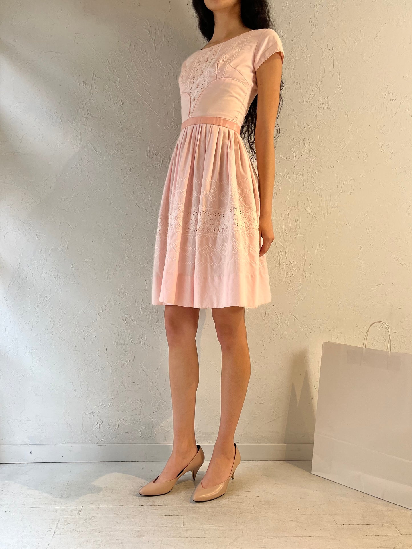 60s Handmade Pink Mini A-Line Dress / XS