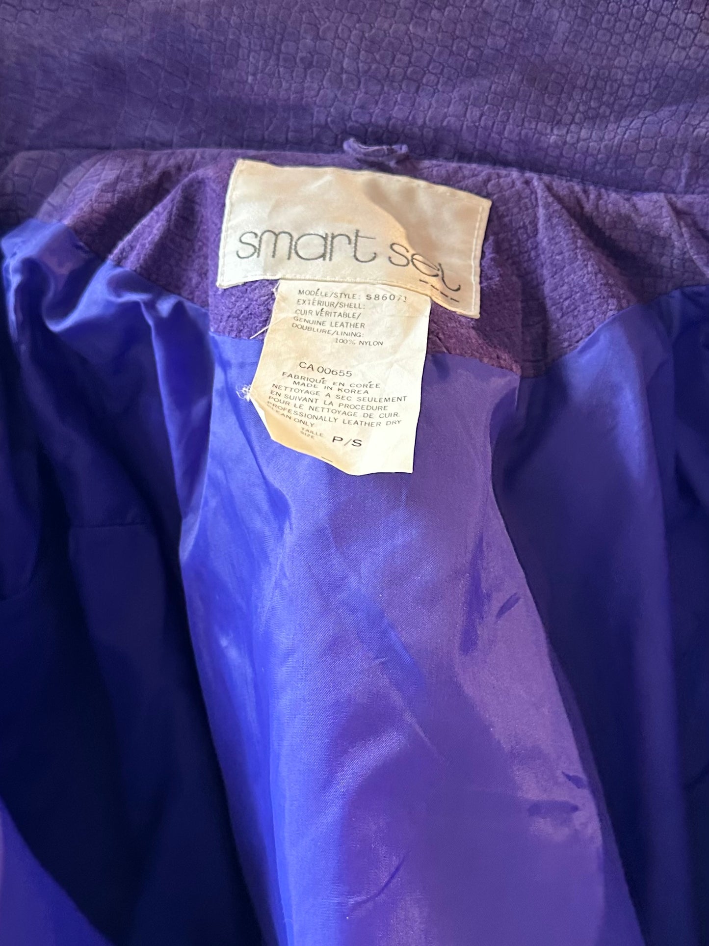 80s 'Smart Set' Purple Suede Fringe Jacket / Small
