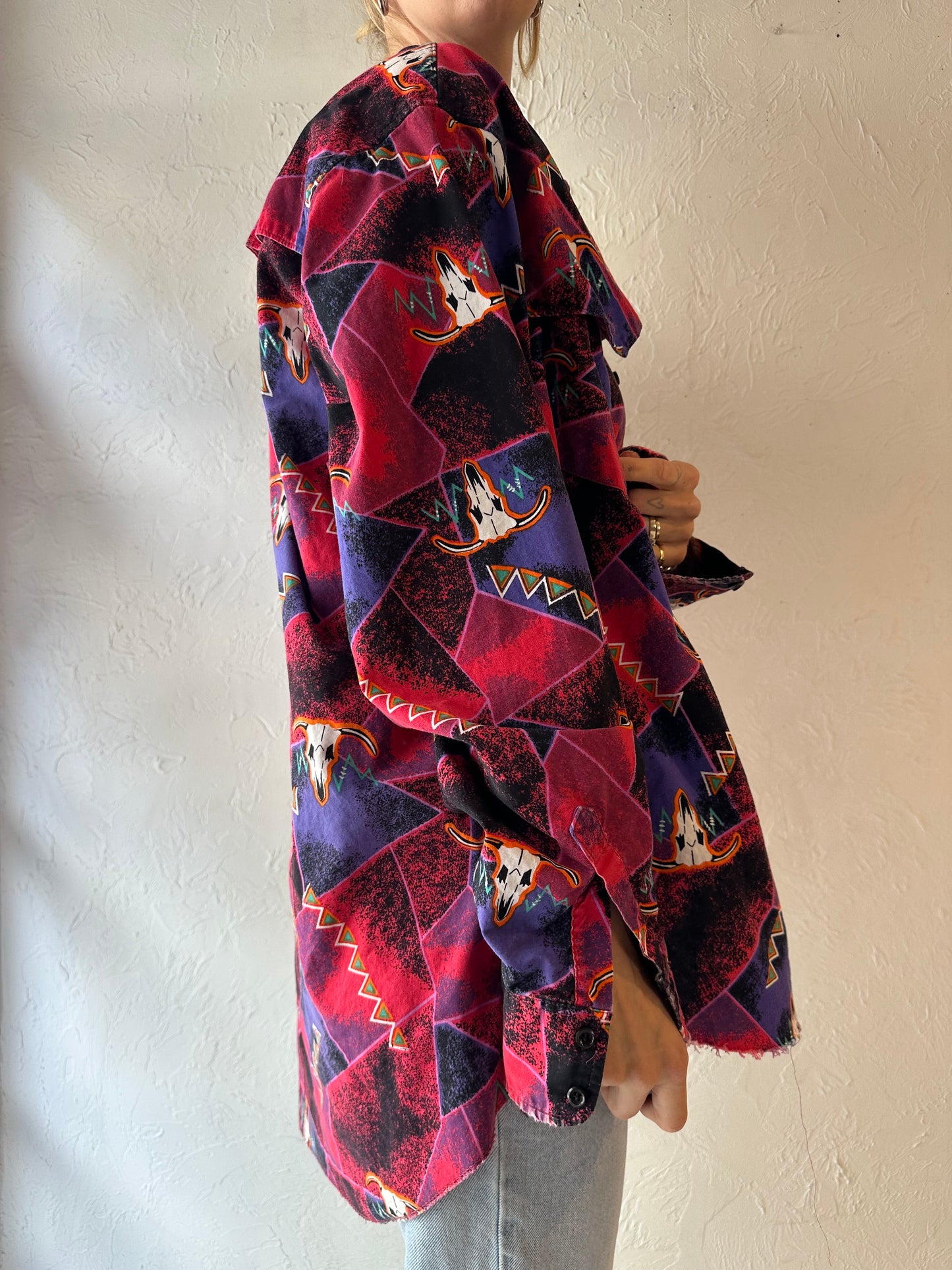 90s 'Wrangler' Patterned Western Shirt / XL