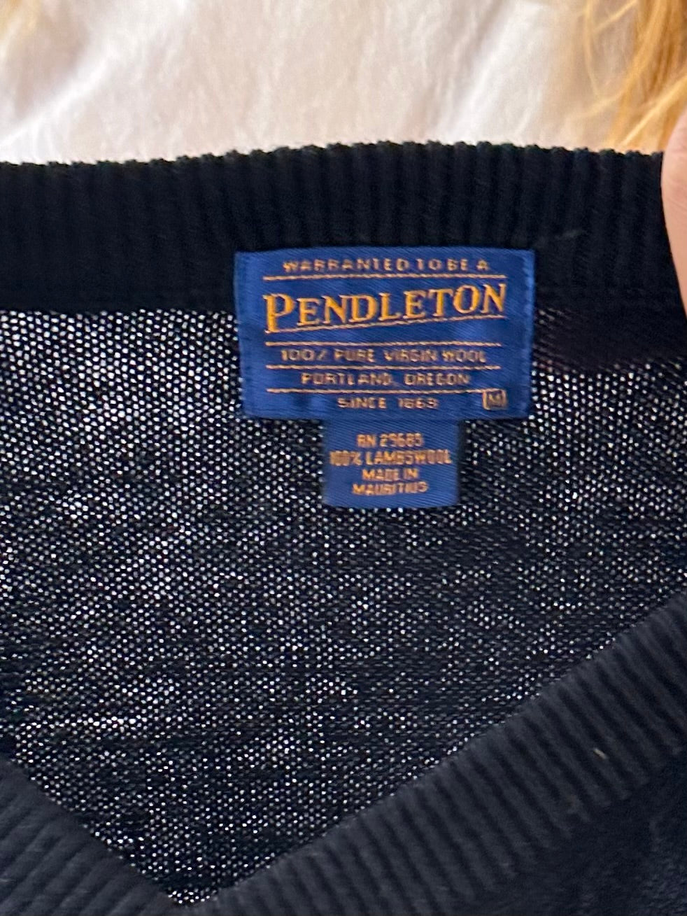Y2K ‘Pendleton’ Navy Blue Wool Vest / Medium