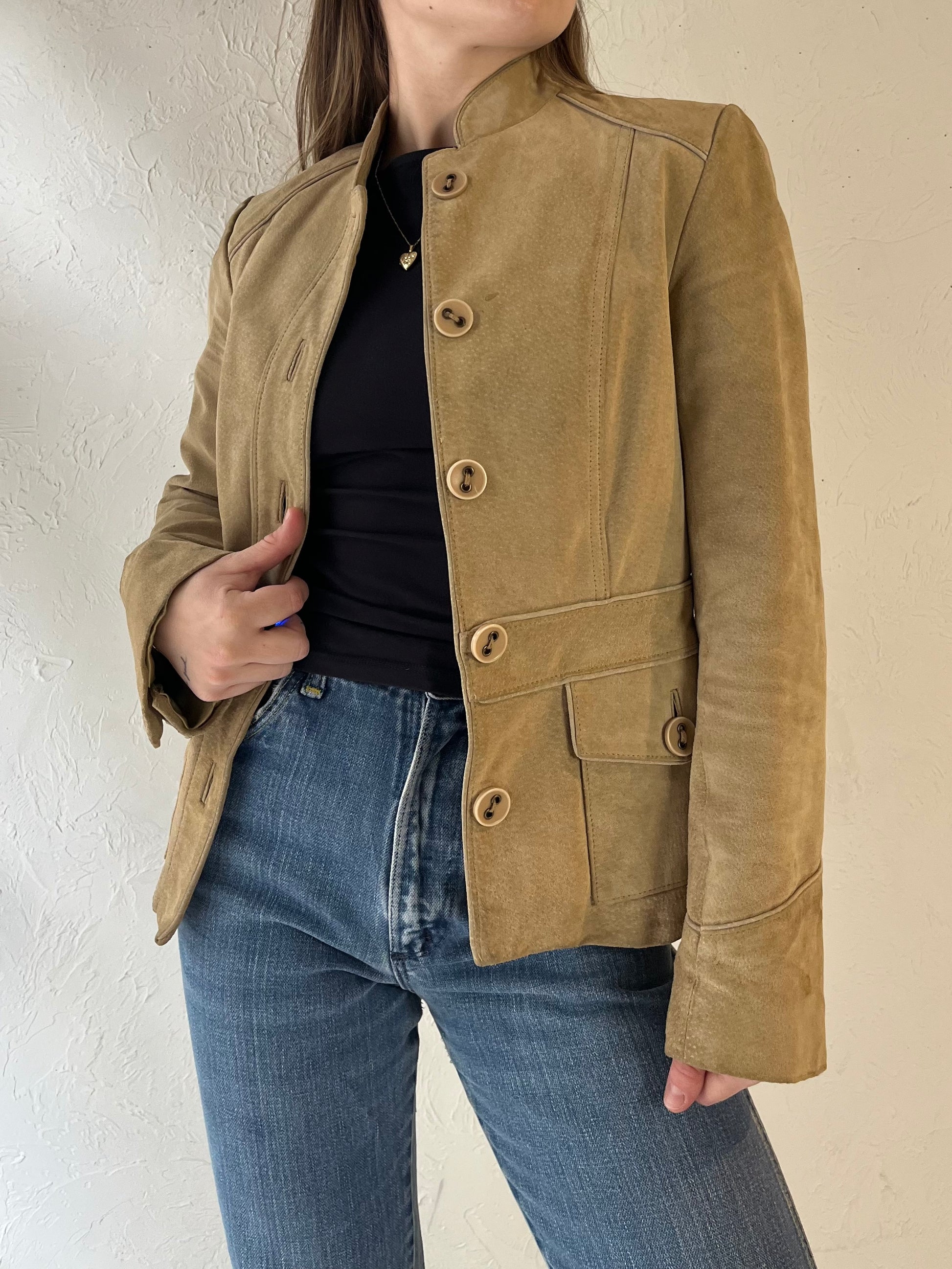 Y2k 'Le Chateau' Suede Leather Jacket / XS