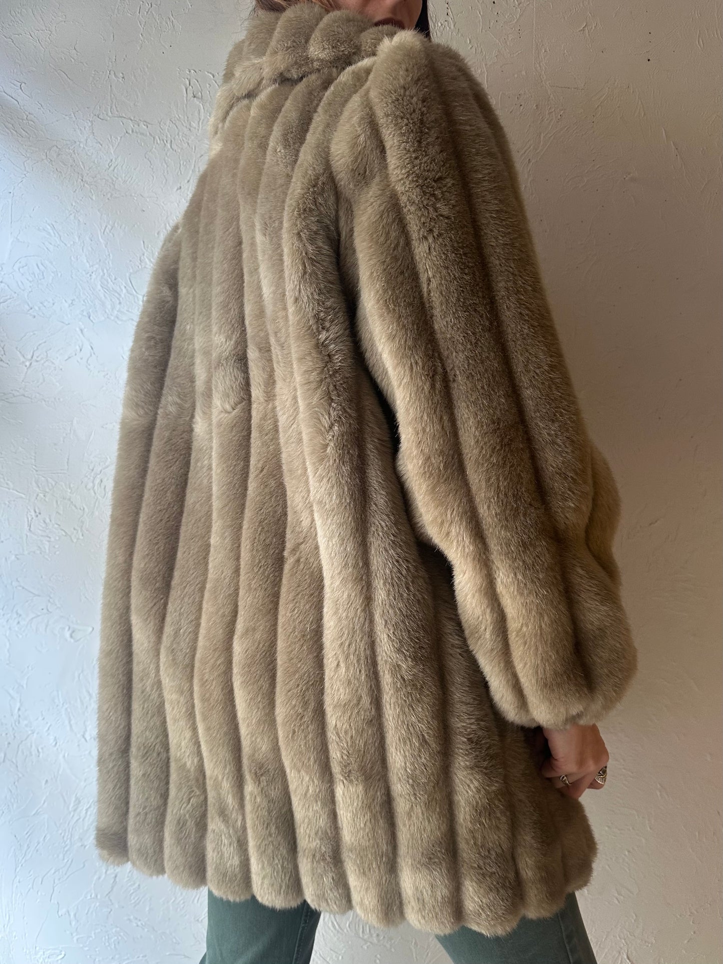 90s 'Jordache' Faux Fur Jacket / Medium - Large
