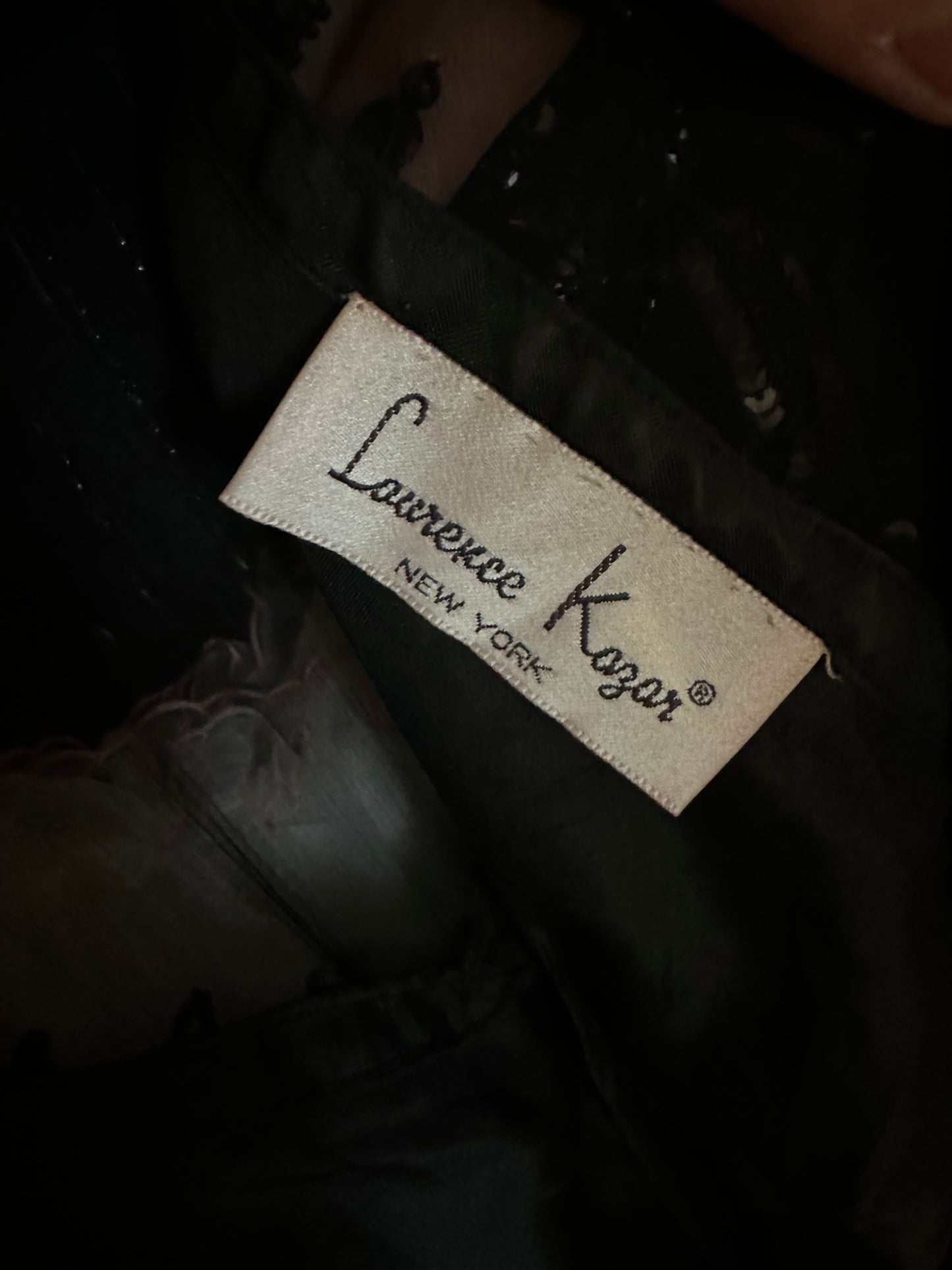 80s 'Laurence Kagar' Black Sequin Beaded Dress / Medium