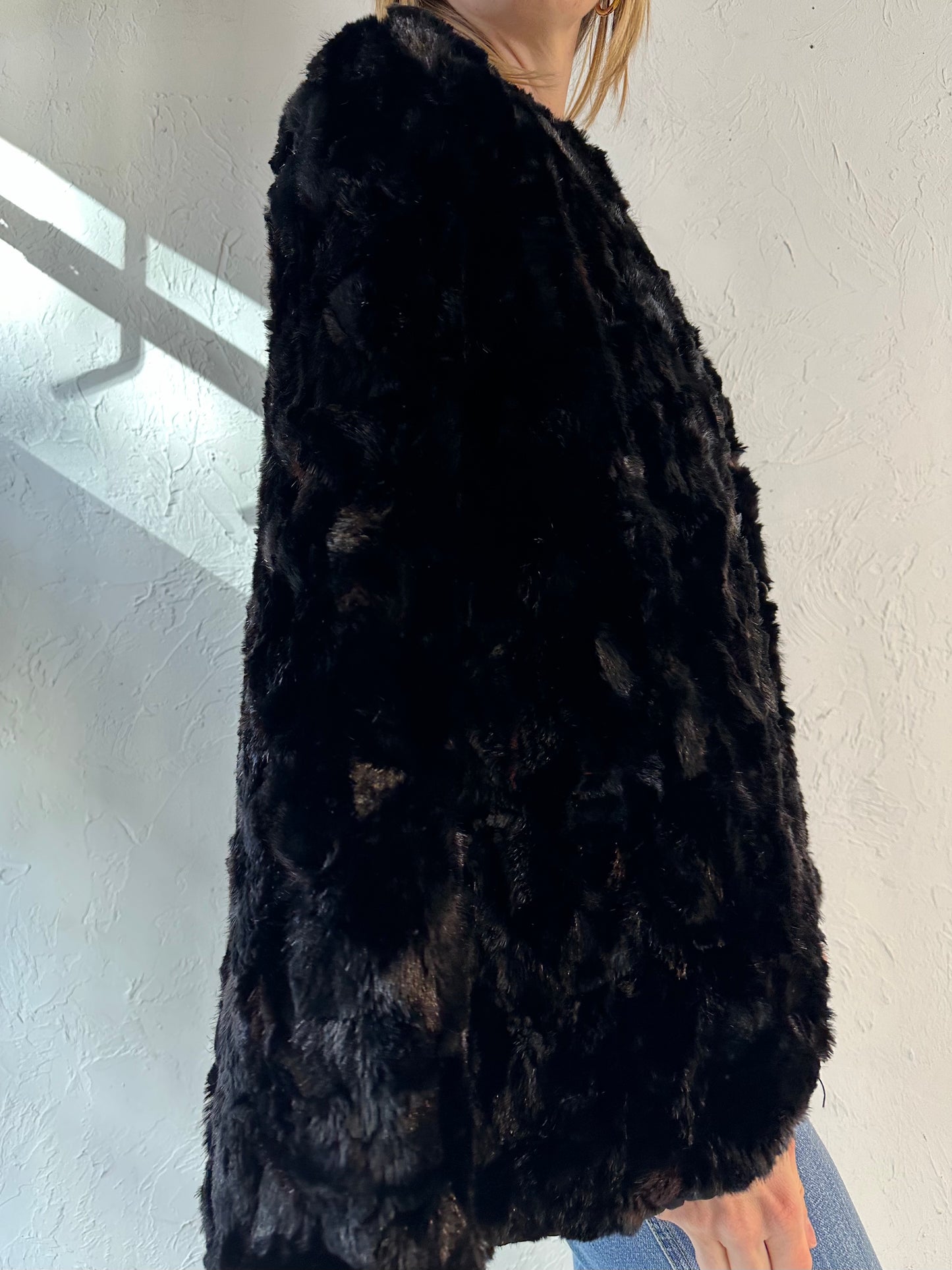 Vintage Black Fur Shall / One Size