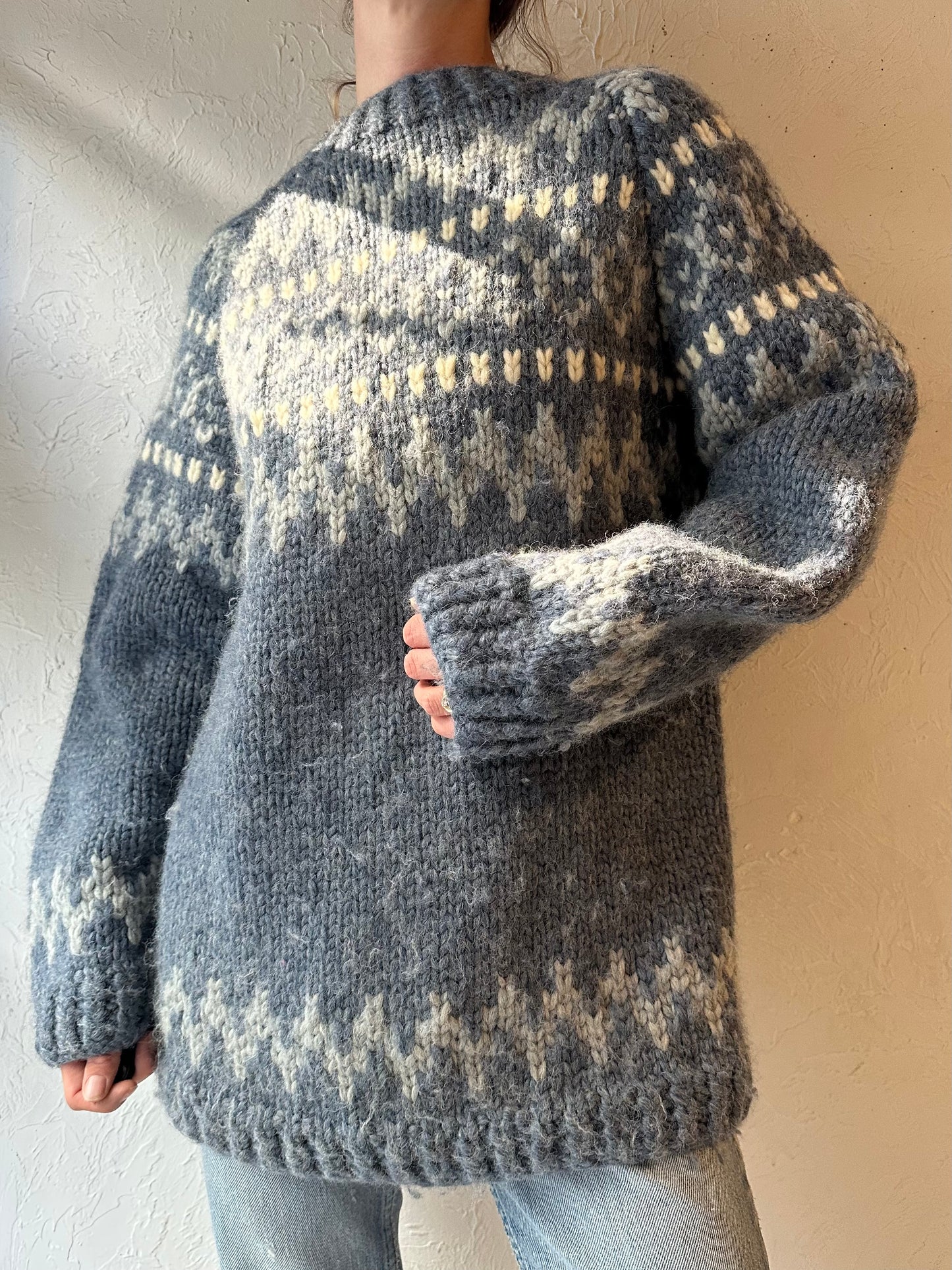 Vintage Hand Knit Wool Sweater / Large
