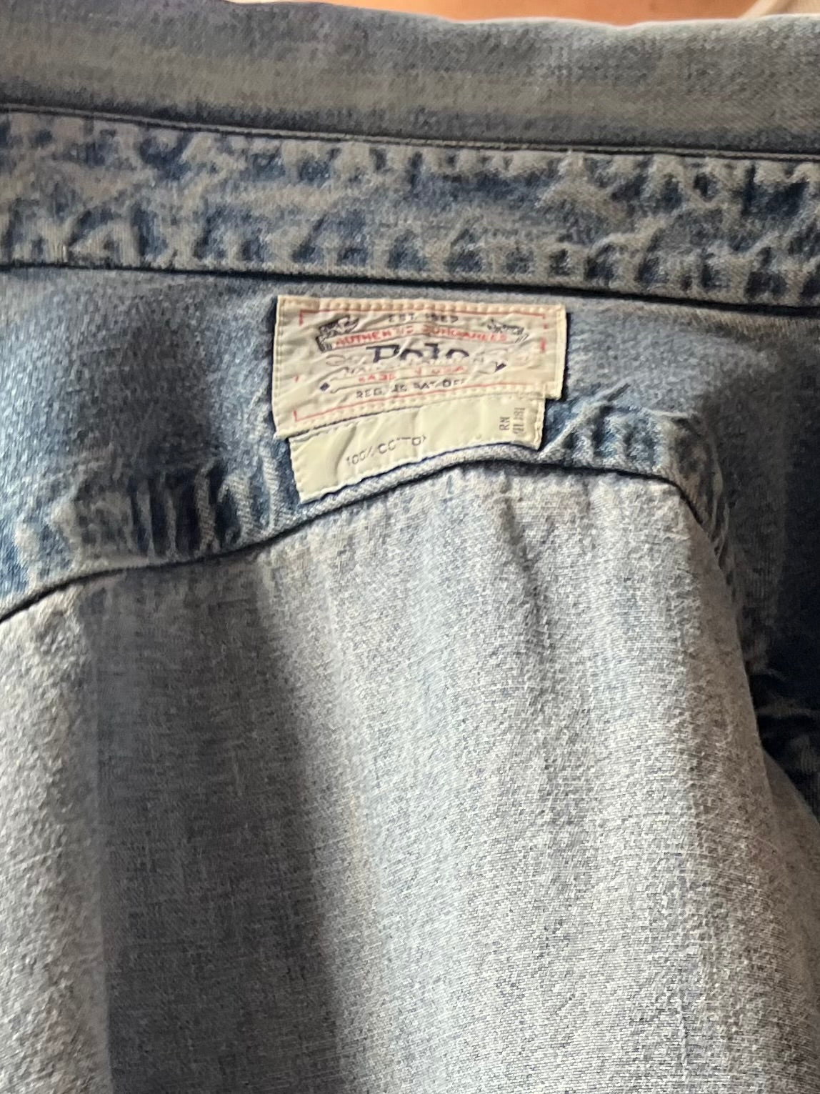 90s 'Polo Ralph Lauren' Button Up Denim Shirt / Medium