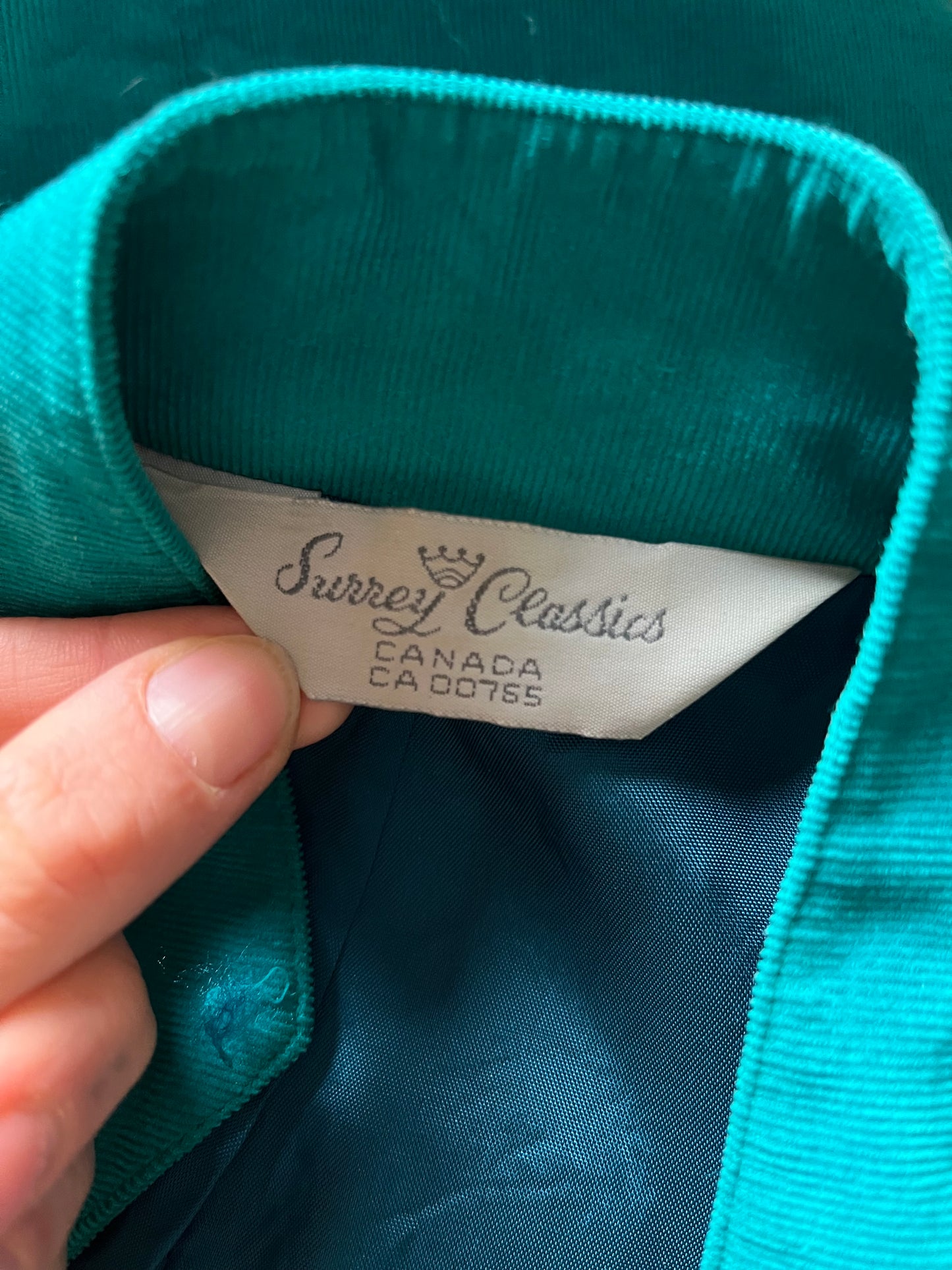 80s 'Surrey Classics' Green Corduroy Dress / Small
