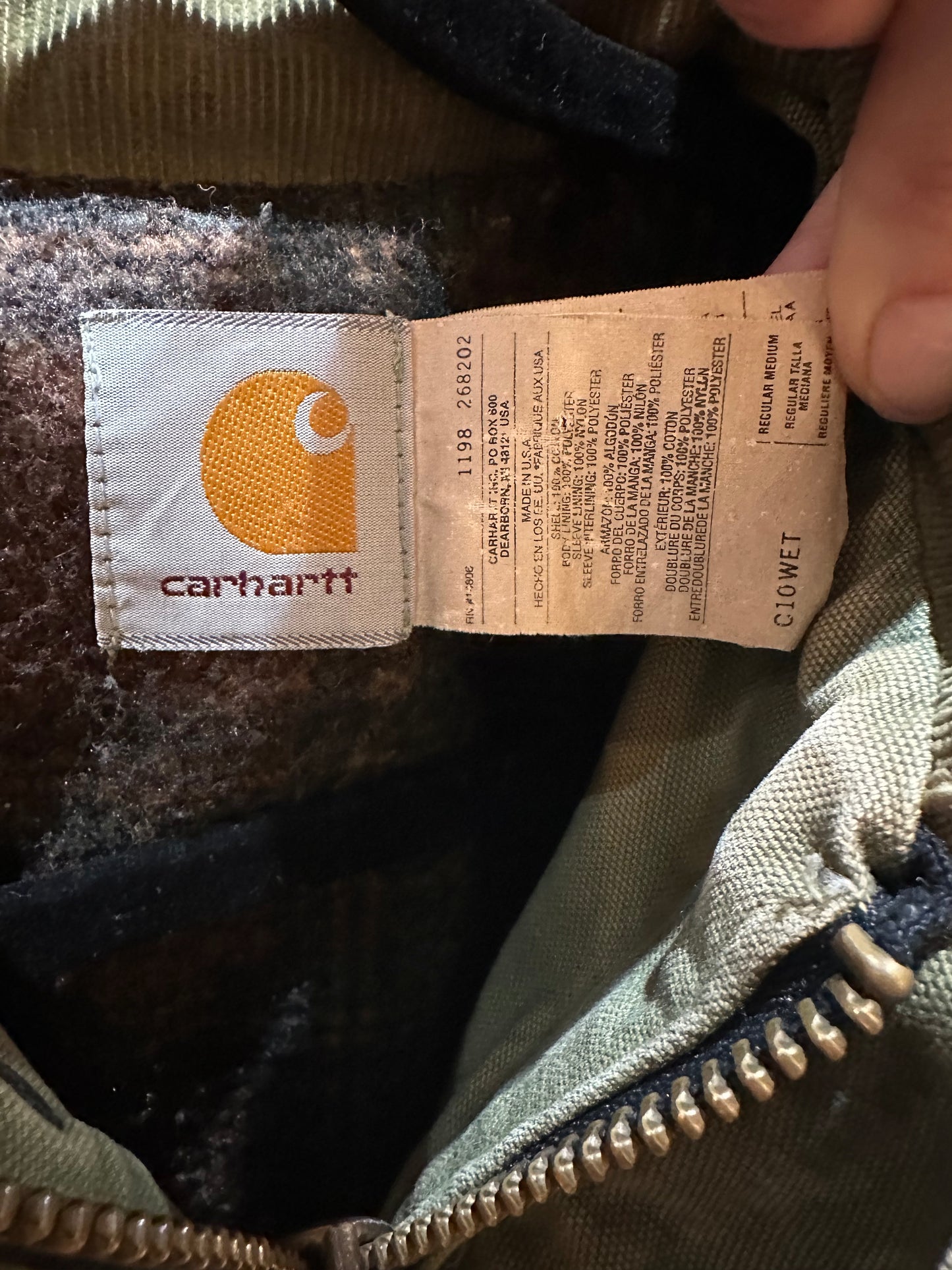 Vintage 'Carhartt' Green Work Wear Jacket / Union Made / Medium