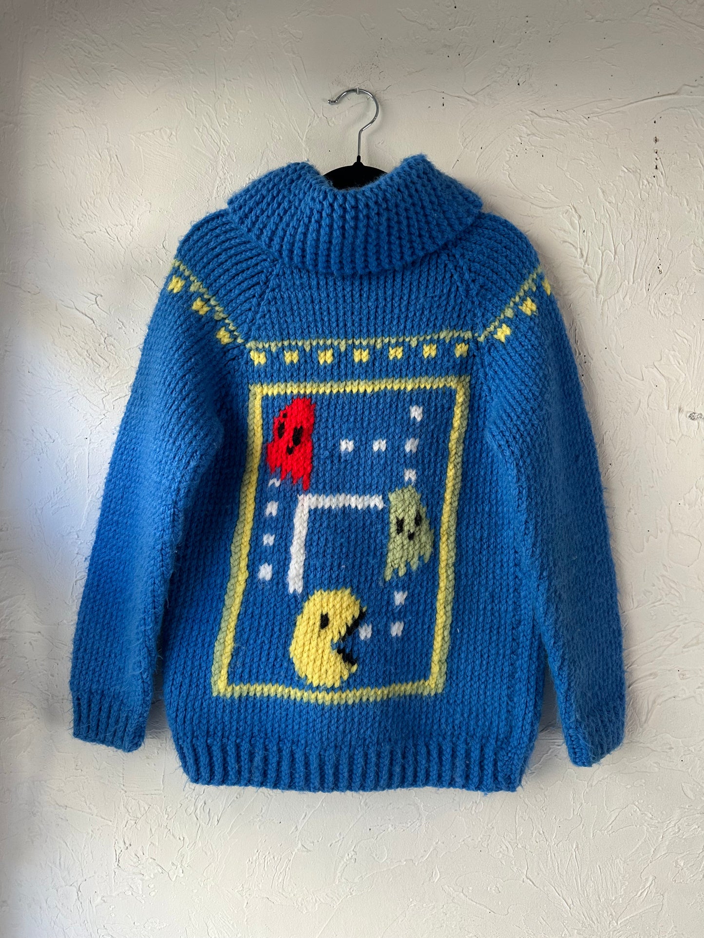 Vintage Hand Knit Kids Pac Man Sweater / 10 - 12