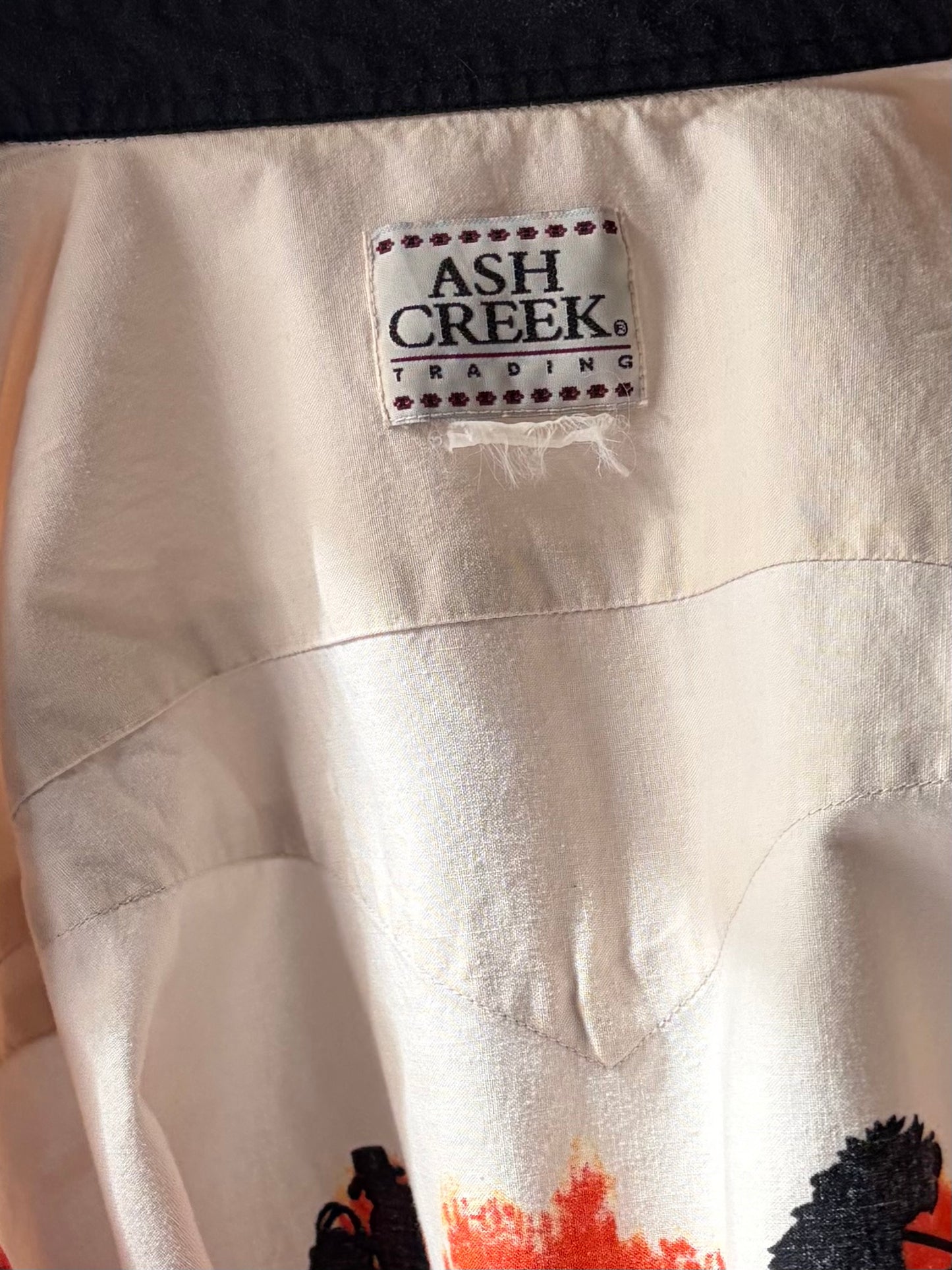 90s 'Ash Creek' Western Pearl Snap Horse Print Shirt / XL