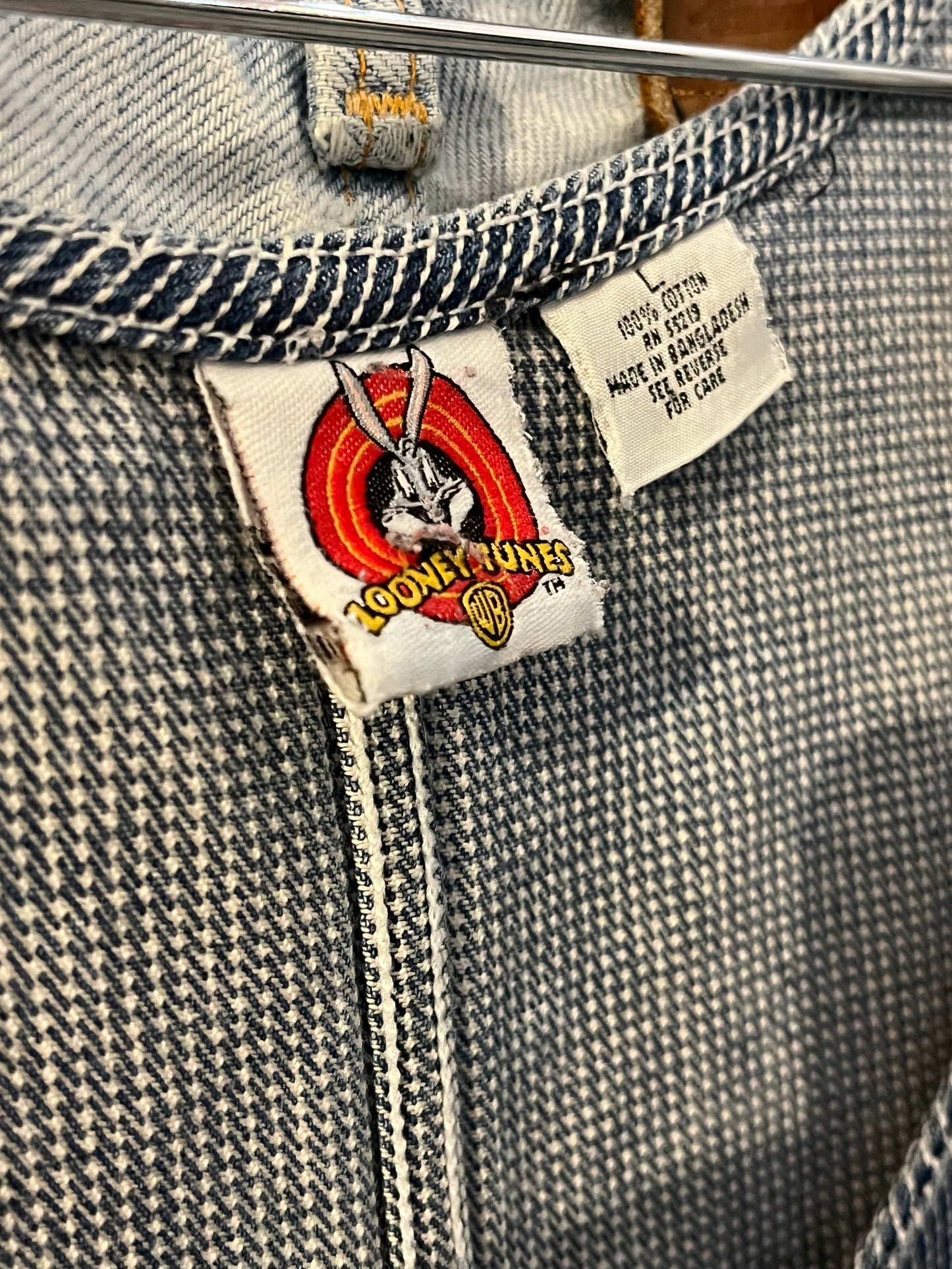 90s ‘Looney Tunes’ Denim Romper / Large