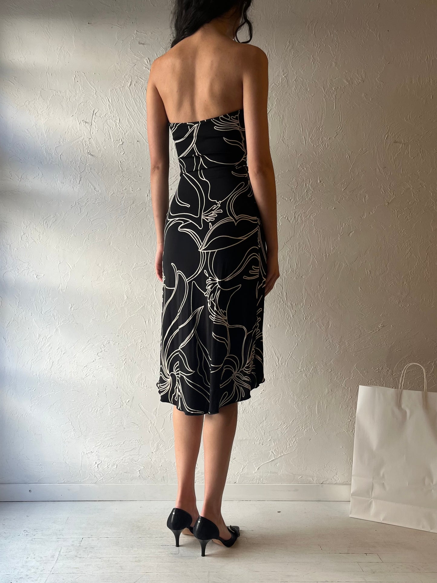 90s ‘Bebe’ Strapless Midi Dress / Small