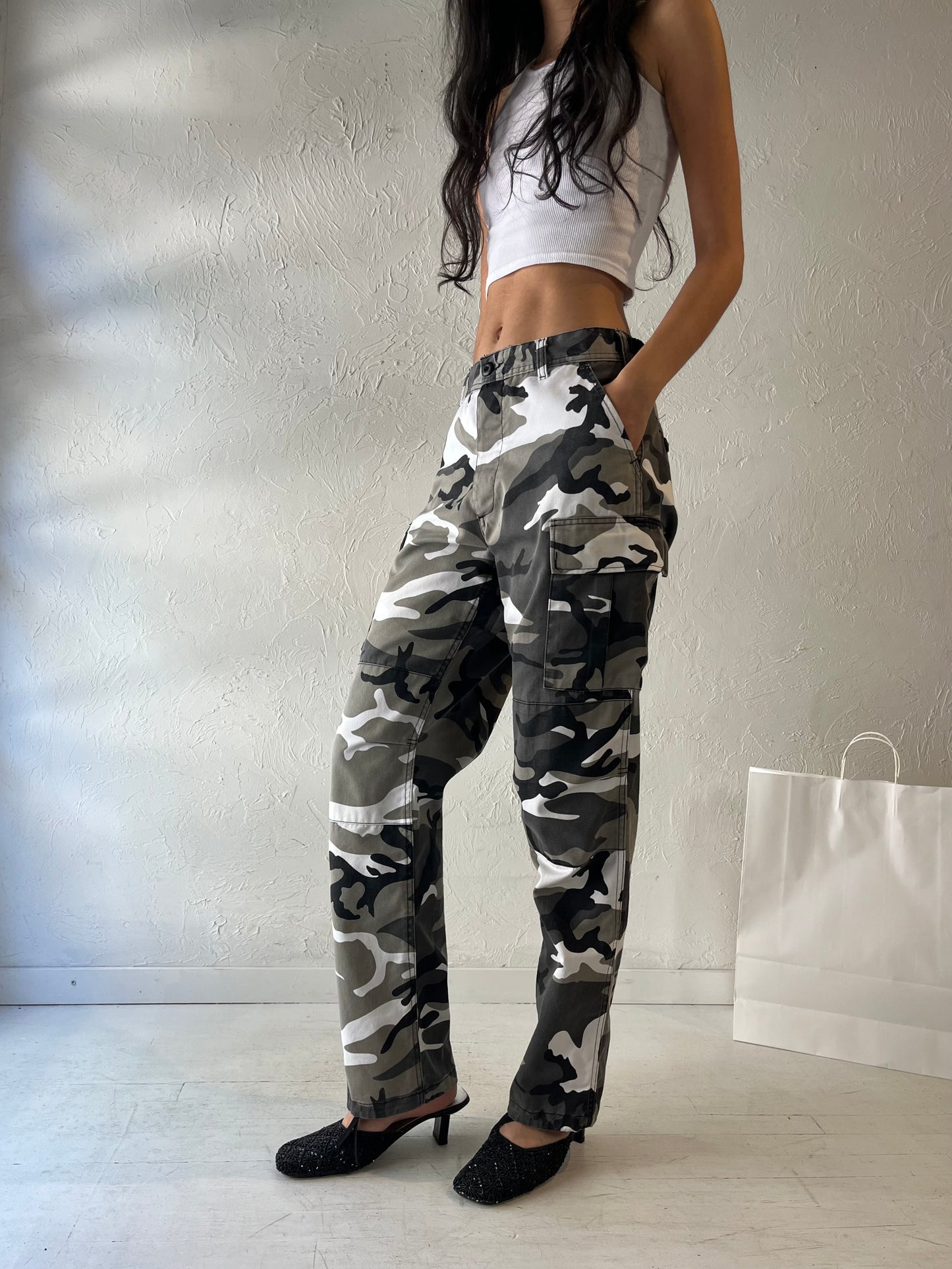 Y2k Authentic Army Gray Camouflage Pants / Small