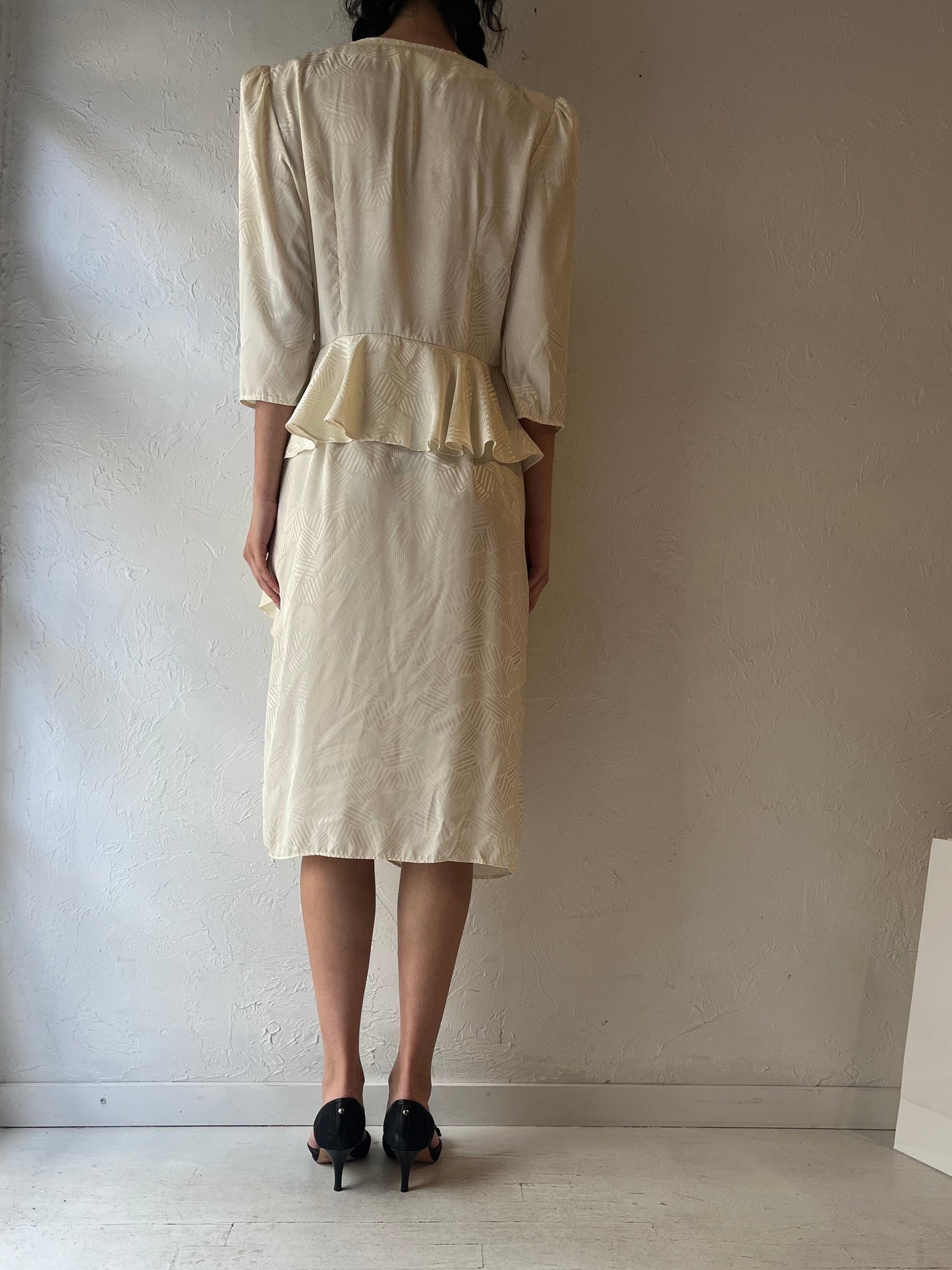80s ‘Orite’ Cream Midi Wrap Dress / Medium