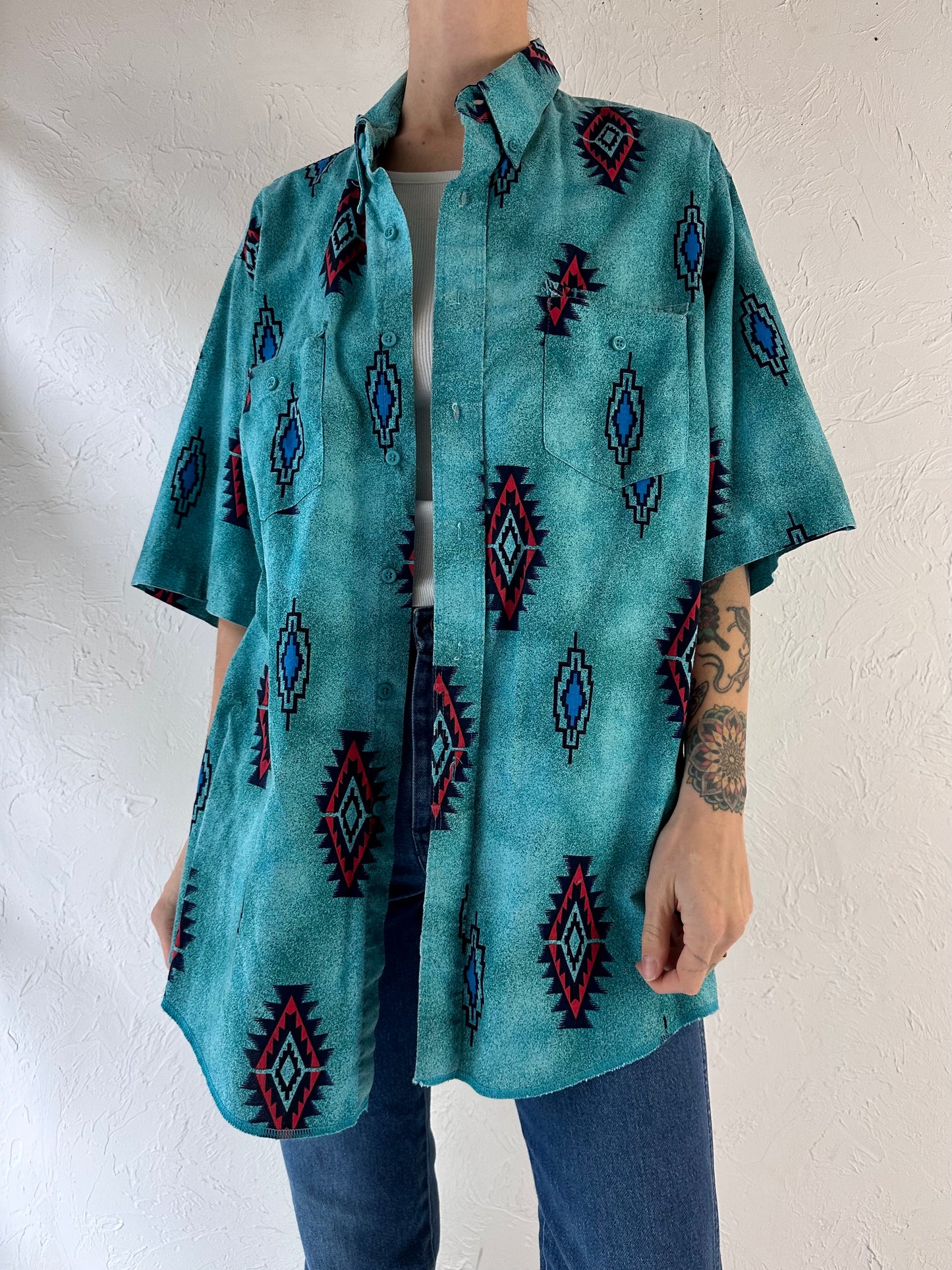 90s 'Wrangler' Western Button Up Shirt / Large