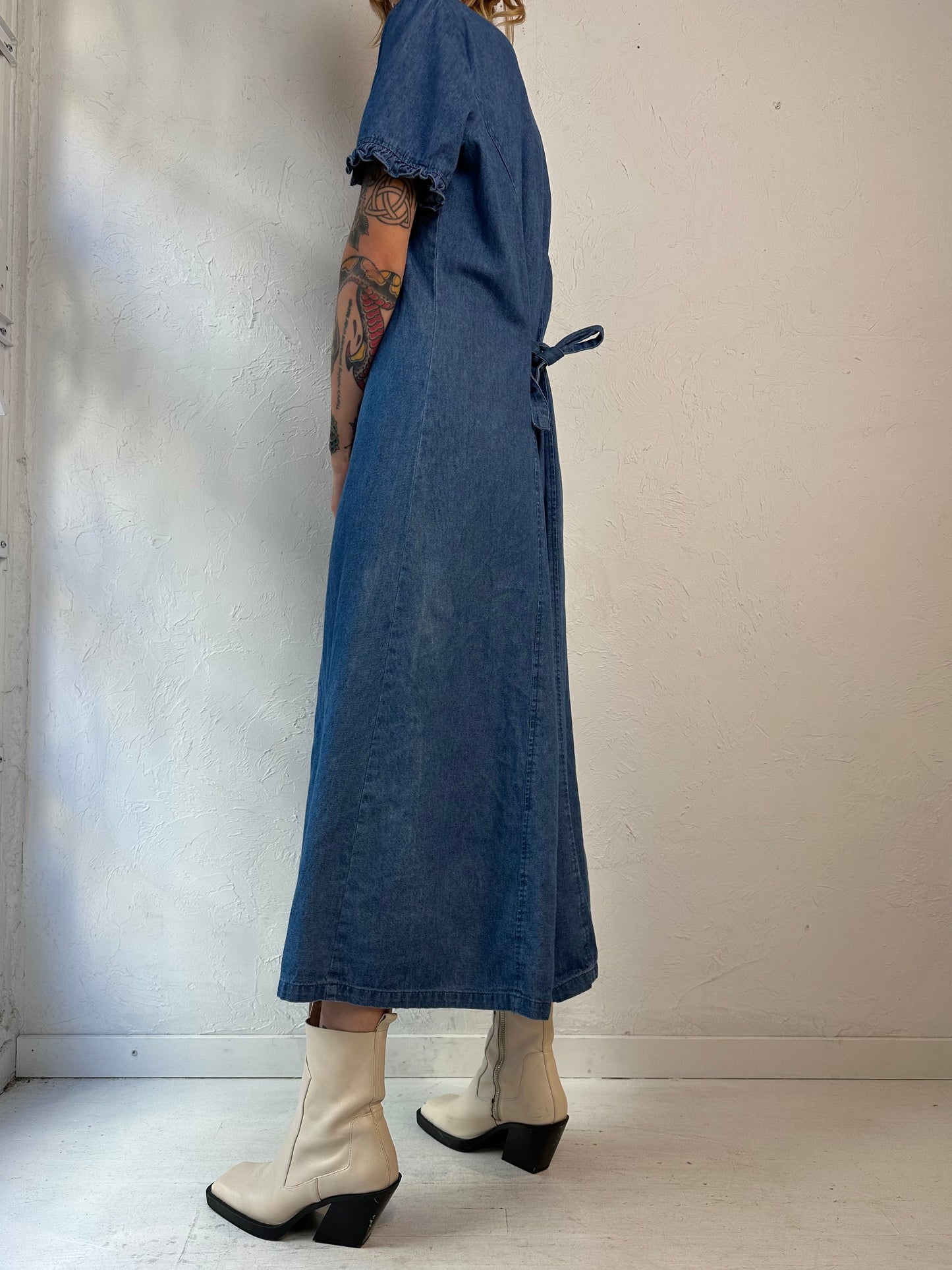 Y2k 'Wardrobe Essentials' Button Up Denim Dress / Large