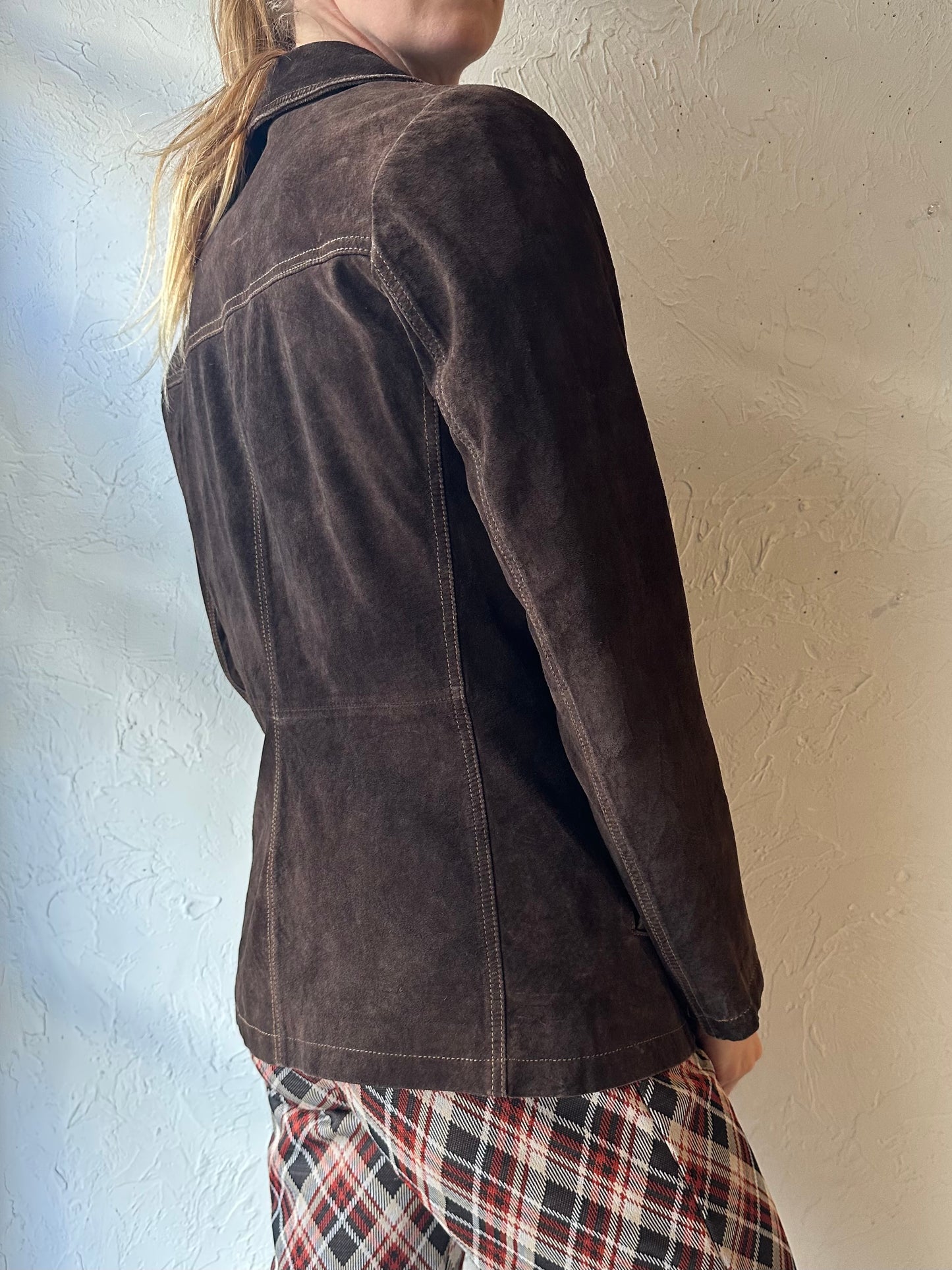 Y2k 'Danier' Brown Suede Leather Jacket / Small