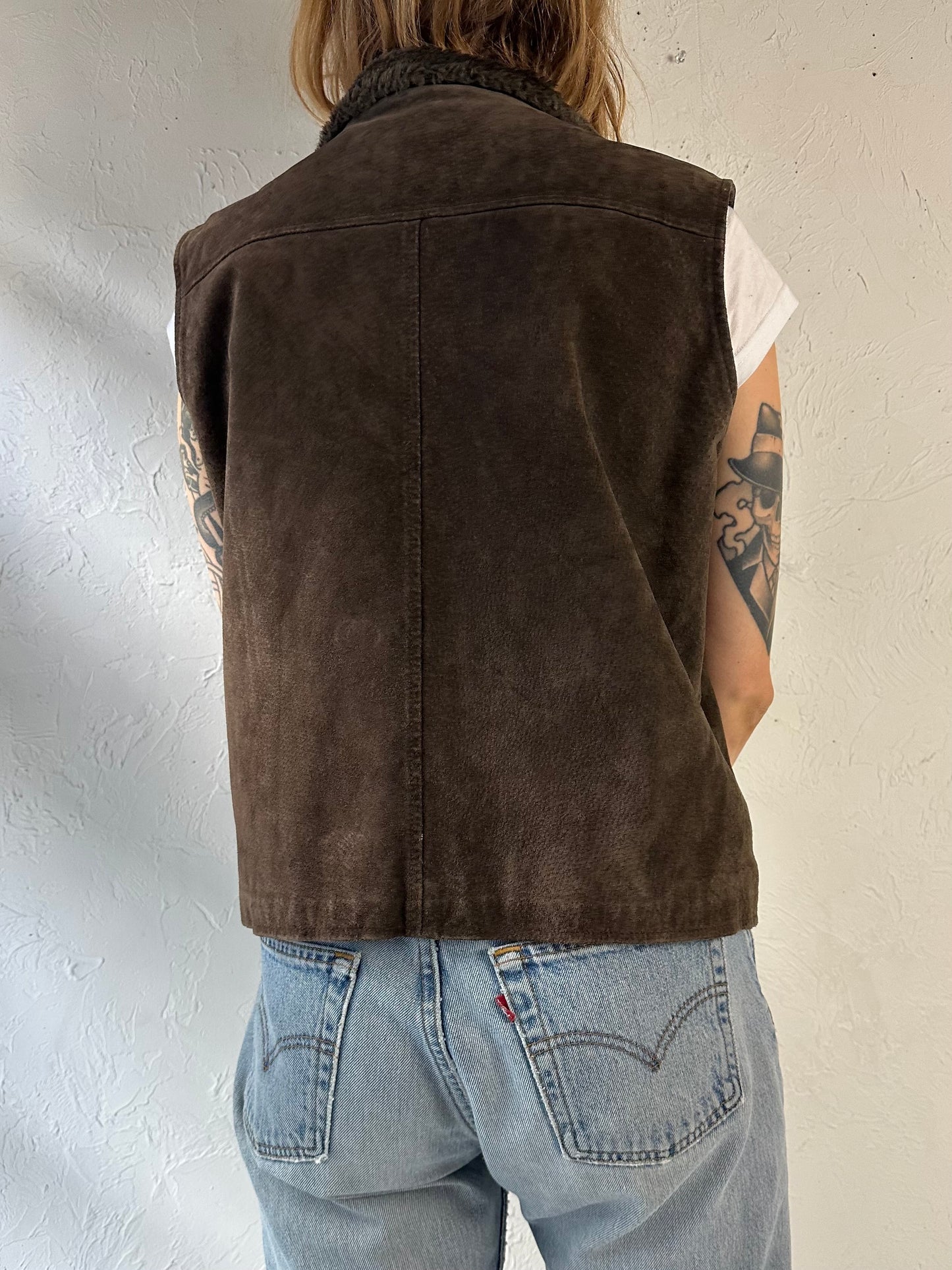 90s ‘Milanoza’ Brown Suede Vest / Large