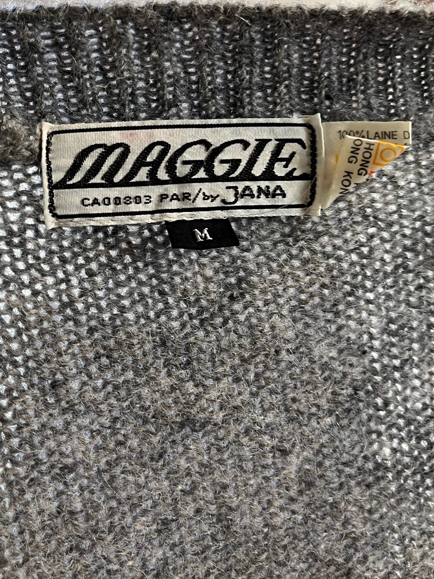 90s 'Maggie' Gray Wool Cardigan Sweater / Medium