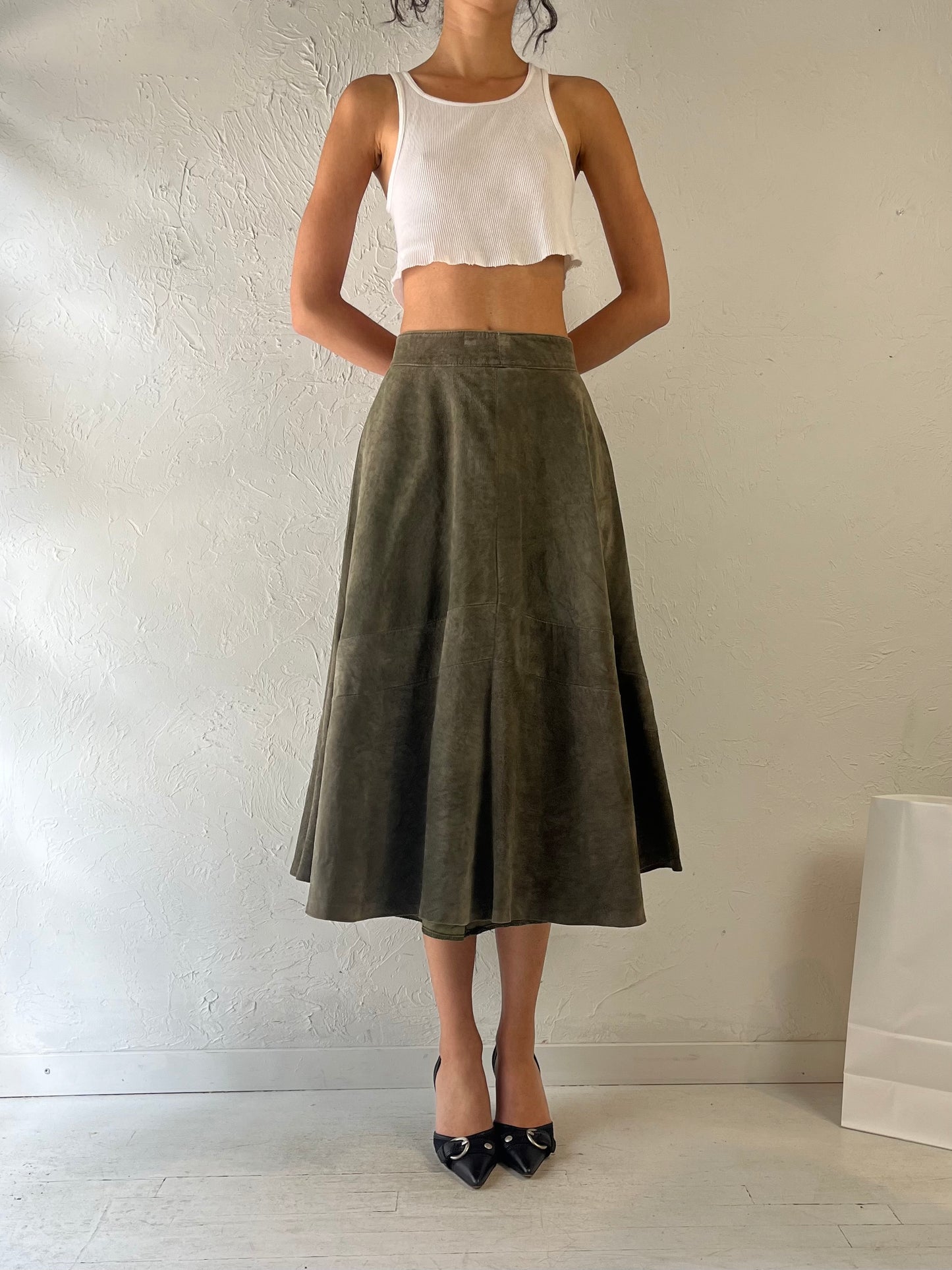 90s ‘Marquis’ Suede Leather Skirt / Small