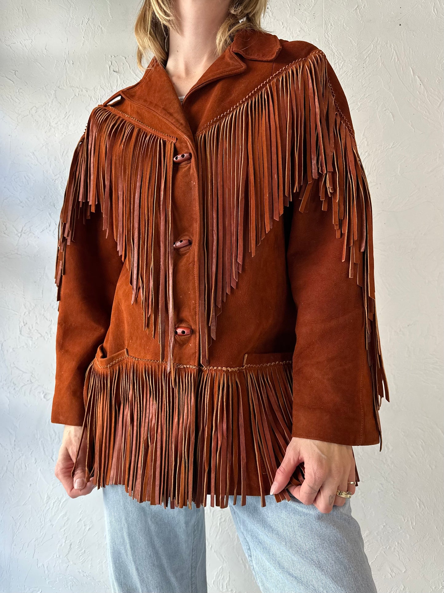 70s 'Cherokee Togs' Soft Suede Fringe Western Jacket / Medium