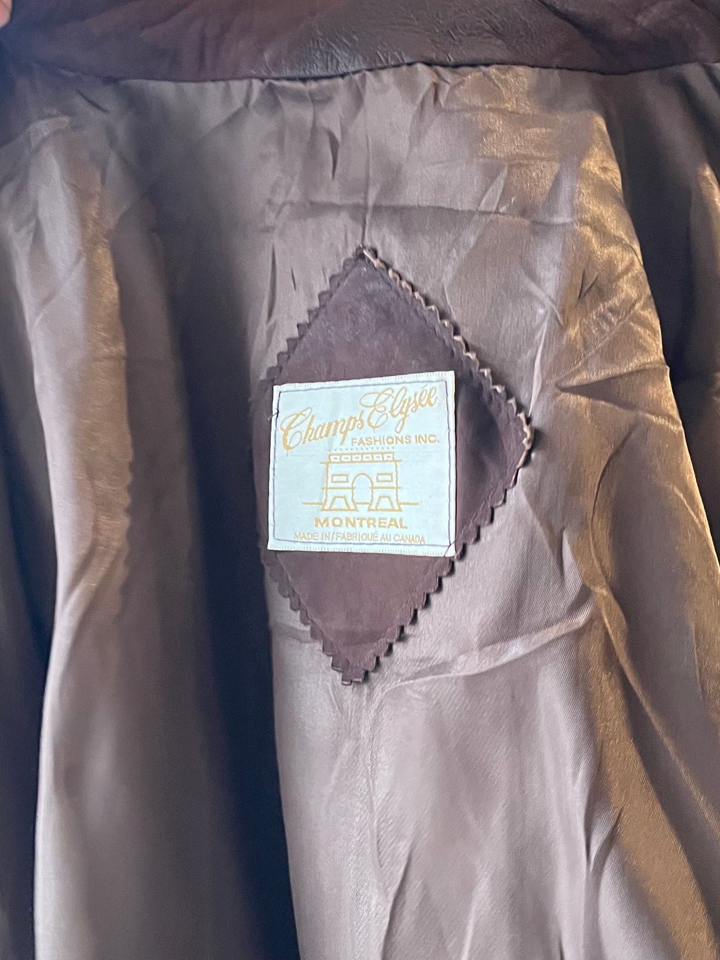 90s ‘Champs Elys’ Brown Suede Leather Bomber Jacket / Large