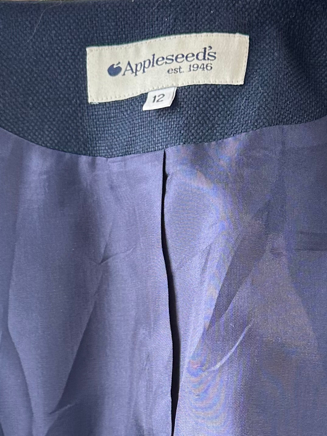 90s 'Appleseeds' Navy Blue Knit Rayon Jacket / Large