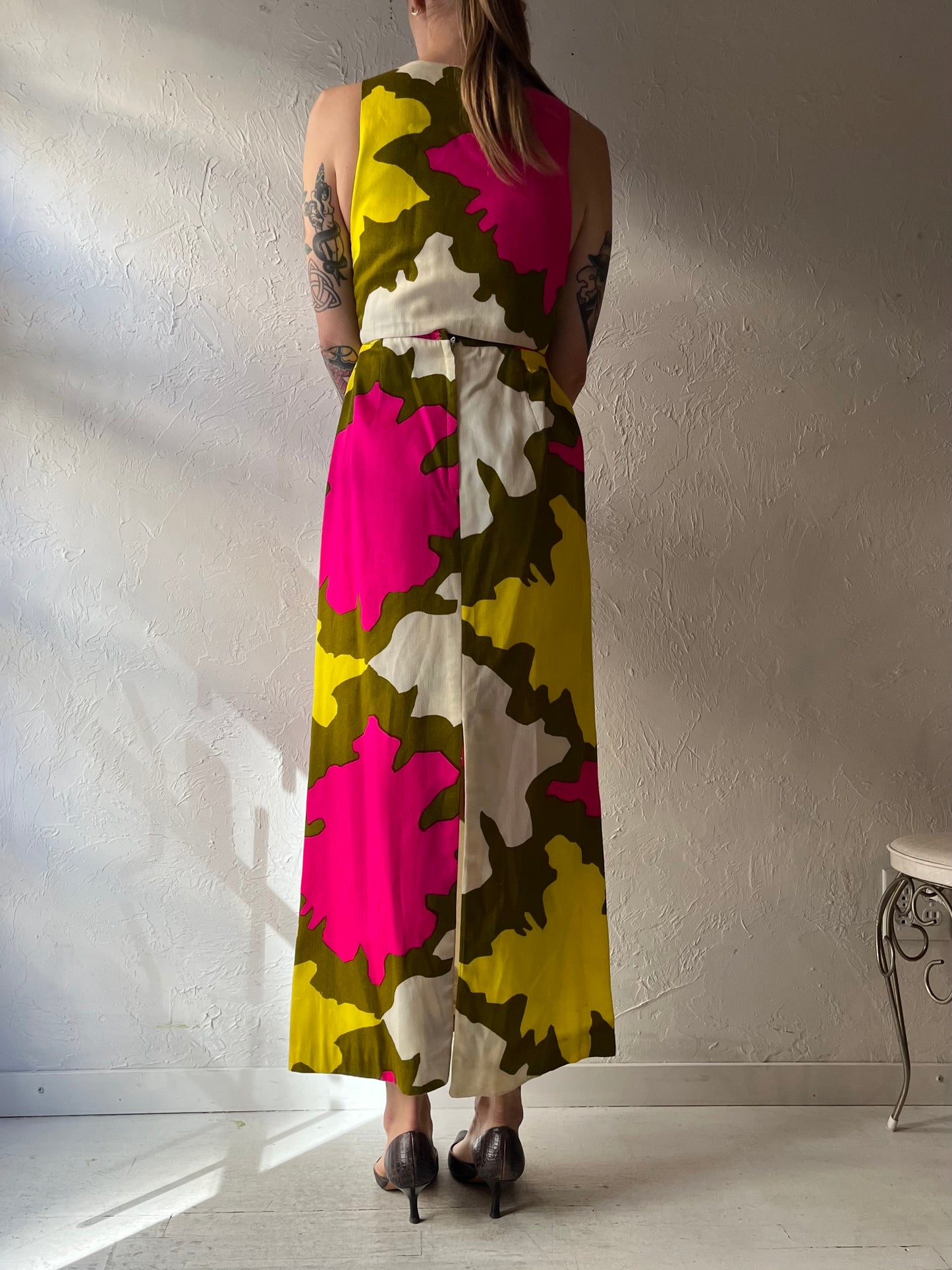 70s 'Fumis' Colorful Abstract Maxi Dress / Small