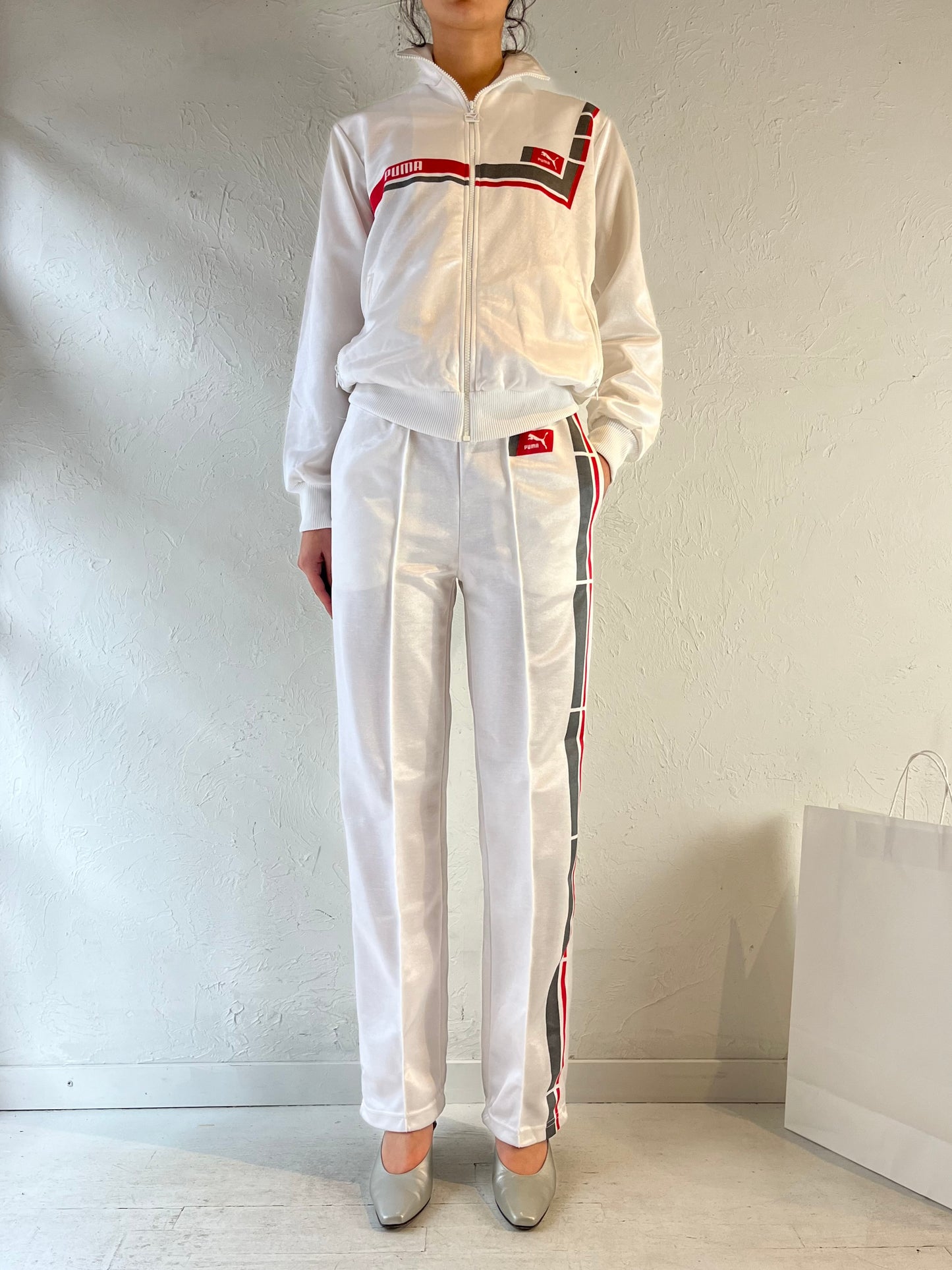90s ‘Puma’ White Tracksuit Set / Small