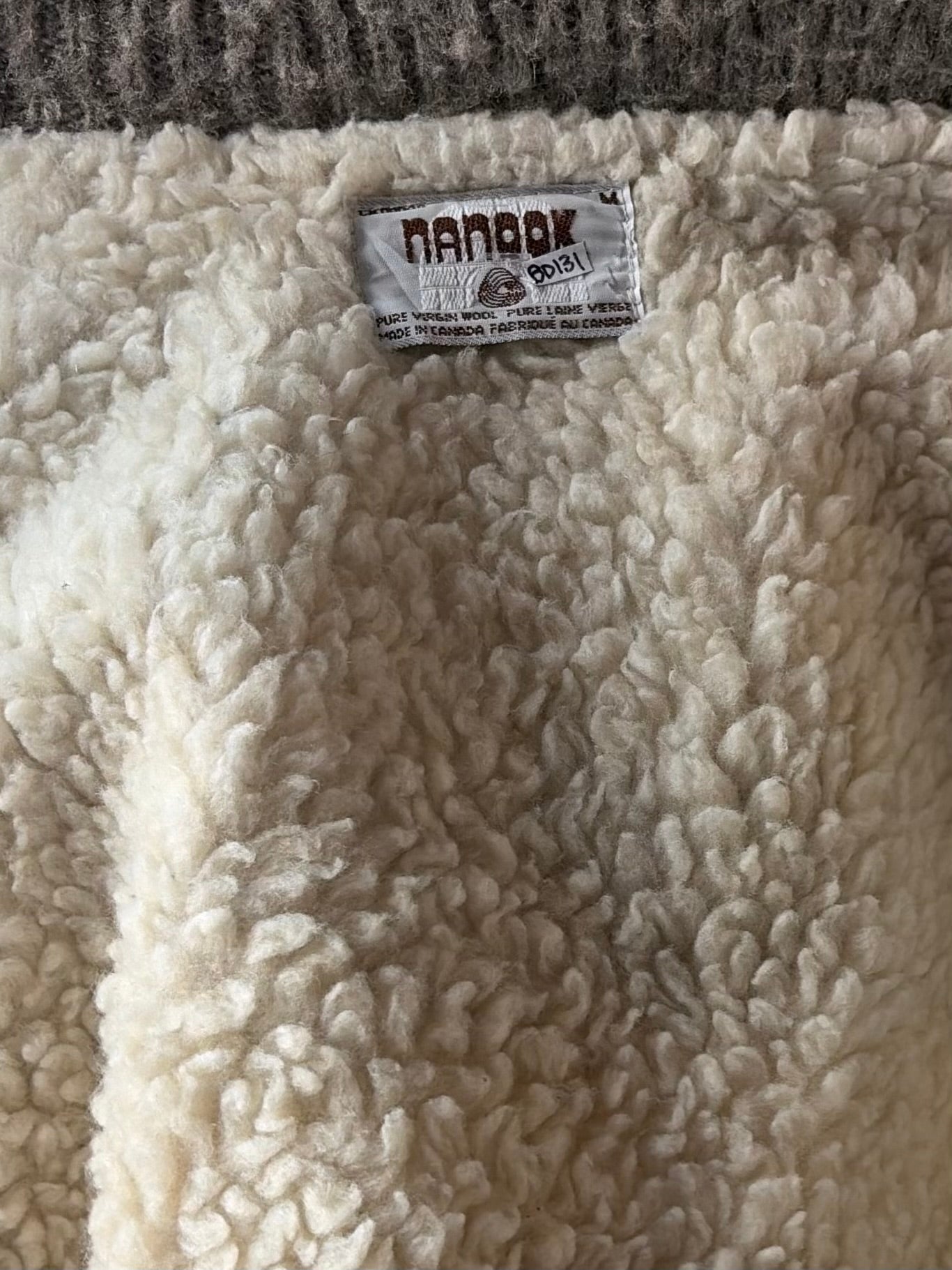 80s 'Nanook' Wool Knit Zip Up Shearling Lined Nordic Fair Isle Grandpa Core Sweater Jacket / Medium