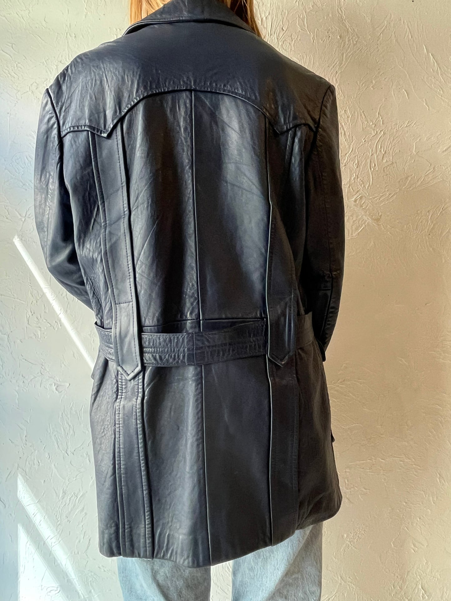 70s ‘Marquis’ Blue Leather Jacket / Medium