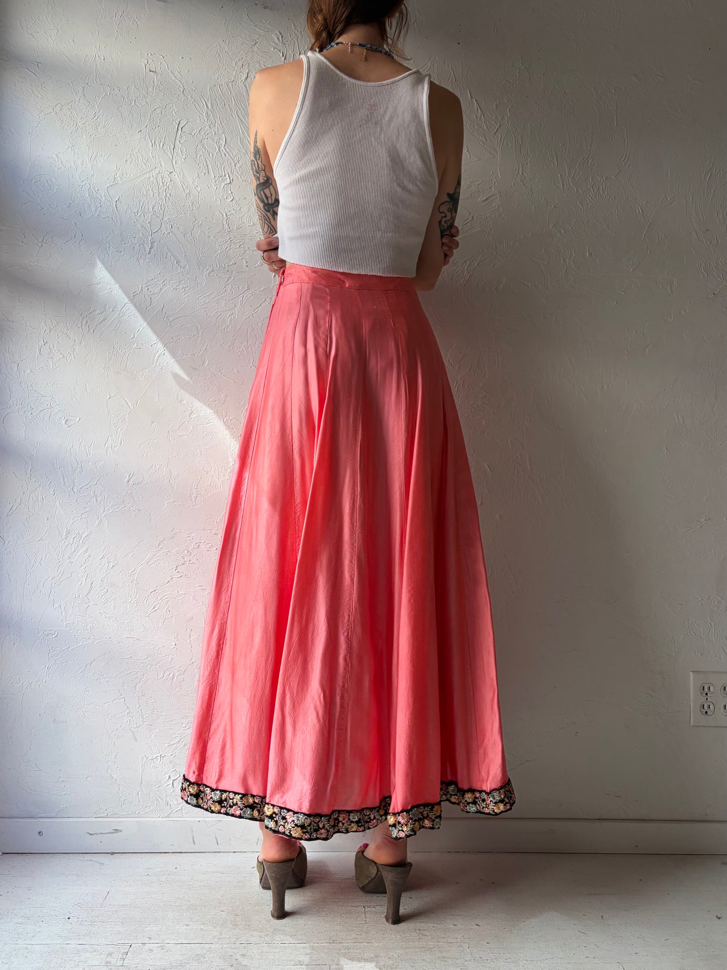 Vintage Pink Maxi Skirt / Small